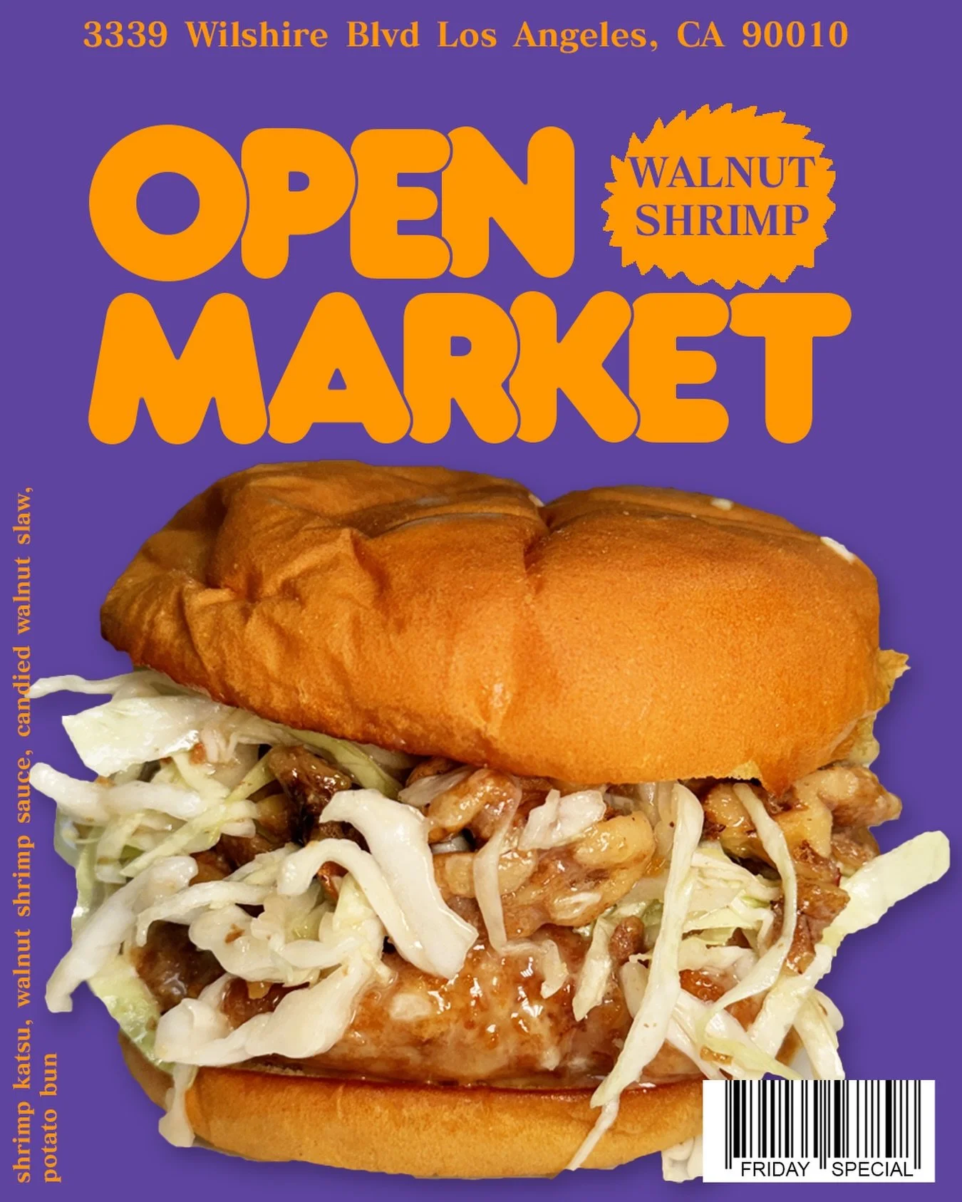 FRIDAY SPECIAL
WALNUT SHRIMP KATSU

With glaze as glistening as the fluorescent hum of a San Gabriel Valley dining room, walnut shrimp is an edible expression of Chinese-American optimism. Its roots trace back to Cantonese banquet cooking, where cand