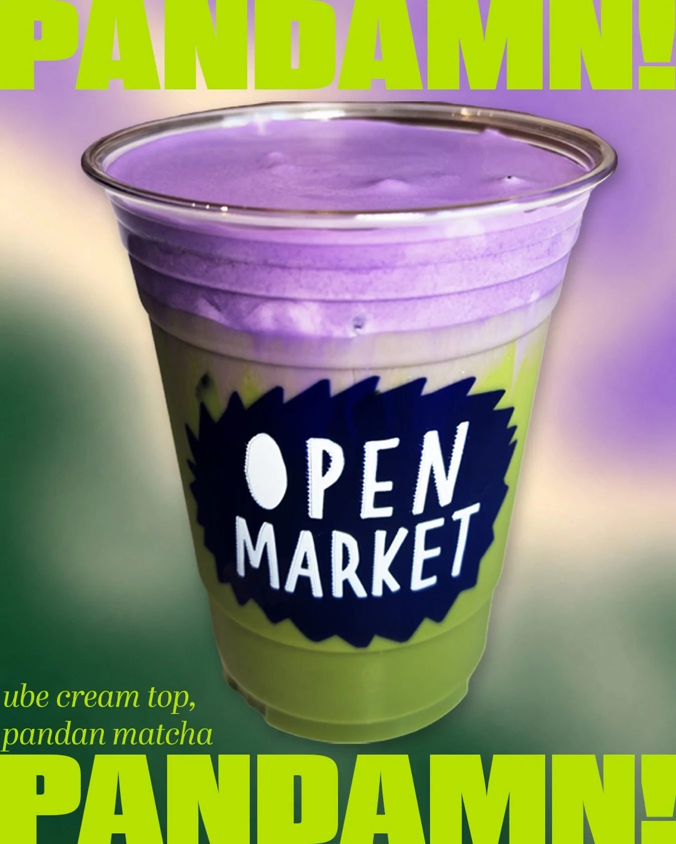 SUMMER SPECIAL
PANDAMN!

Matcha so good make you say pandaaaaaaammmmmmmmnnnn!

Just as the blooming jacarandas invite us into spring and summer with their visually intoxicating purple flowers, the ube cream top commands us to Open Market to dive into