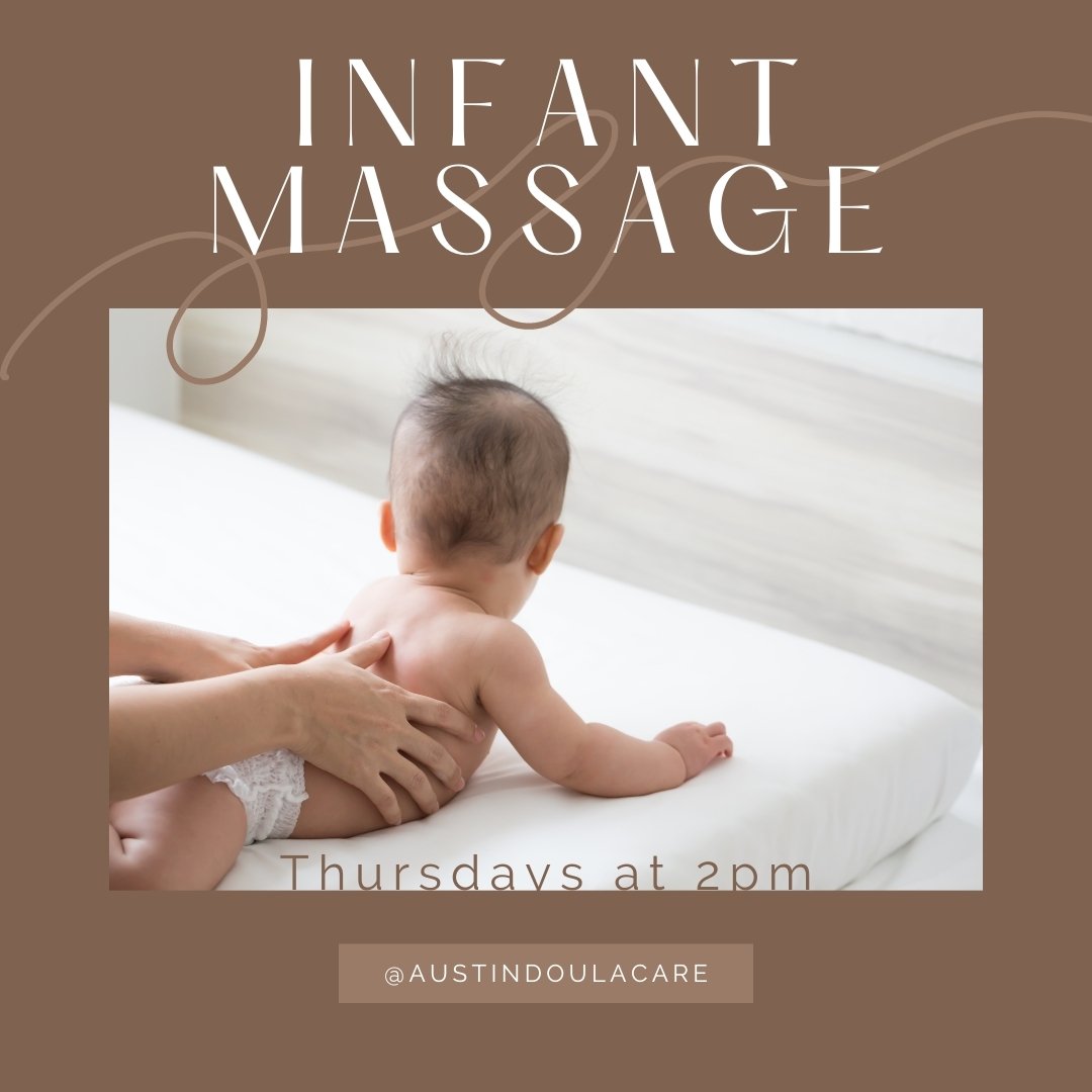 In this 4 week class, you will learn great ways to bond with your baby through intentional touch and quality time! We will go over popular massage techniques to help your baby relax, build their immune systems, and help with issues like digestion (am
