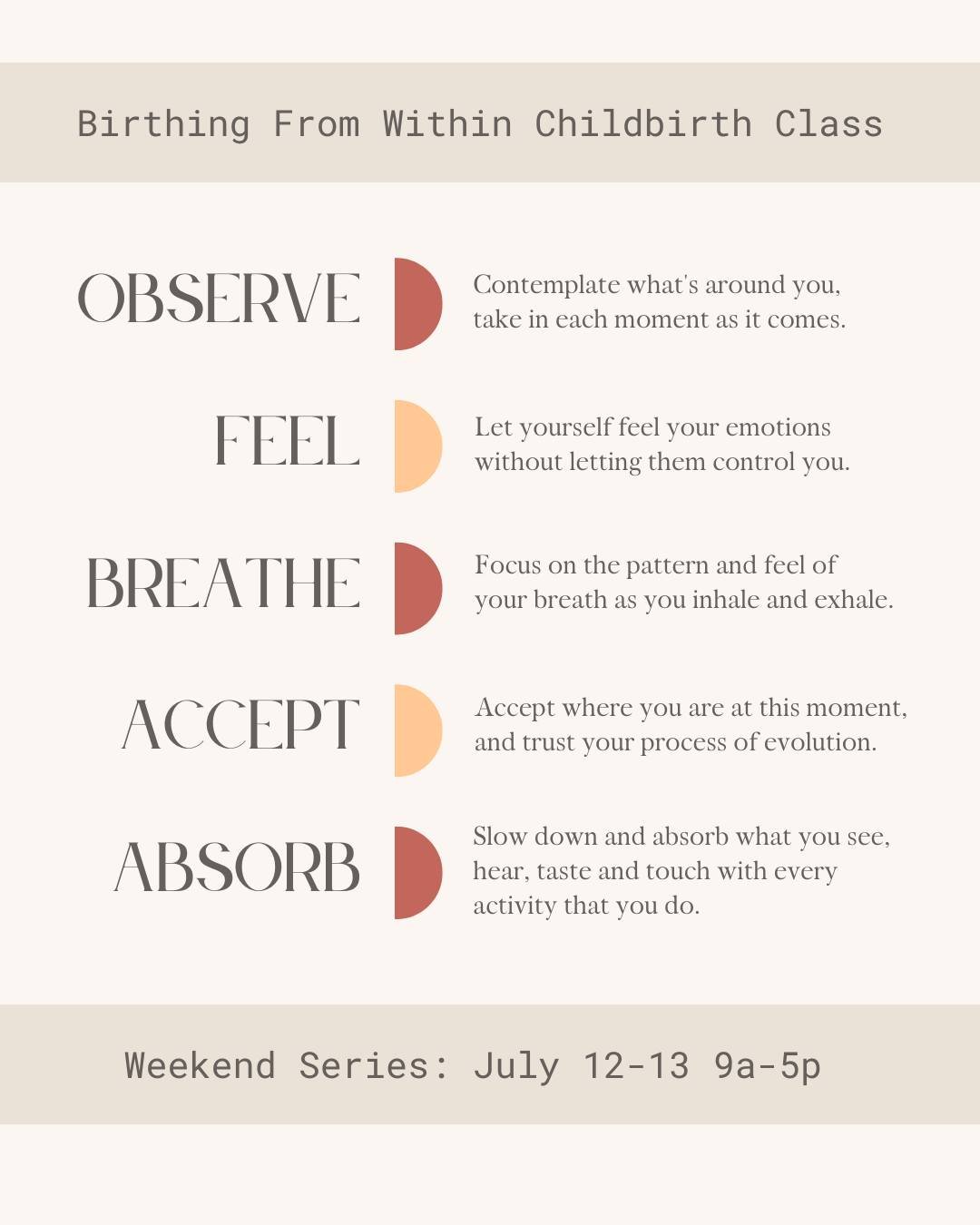 Birthing from Within is a philosophy deeply rooted in your ability to access your Inner Knowing and find the strength from within to have your baby. 

Birthing from Within doesn't ask you to step away from the pain and unknowing of birth, but instead