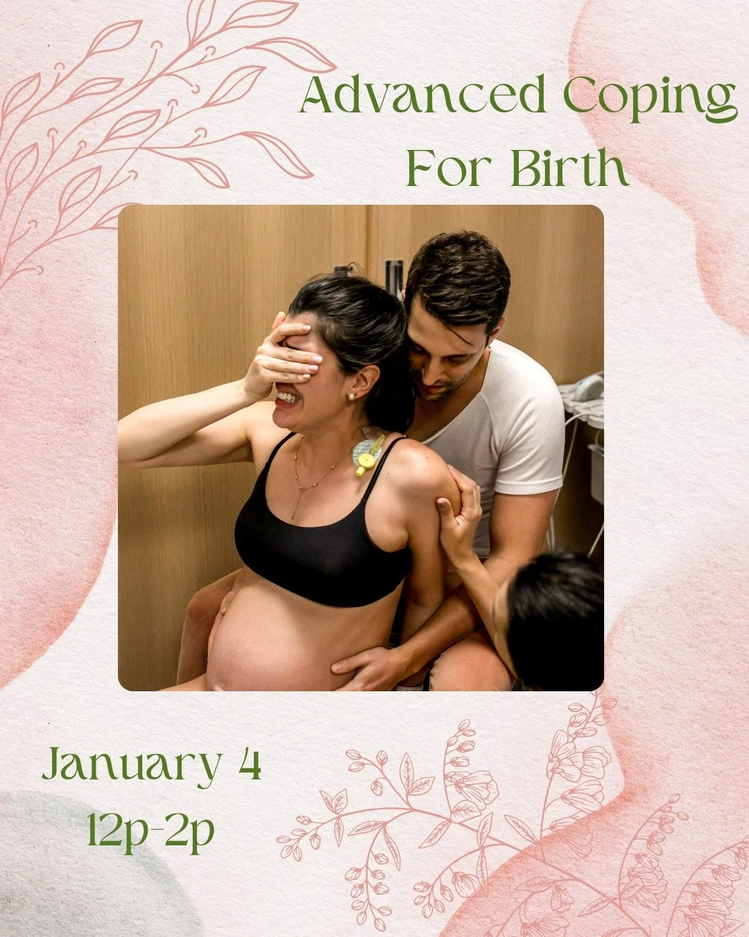 Birth is equal parts mental and physical work. In this 2 hour class, you and your partner/support person will learn amazing coping techniques and movements that can help you during your labor and birth.
We will demonstrate and practice a variety of t