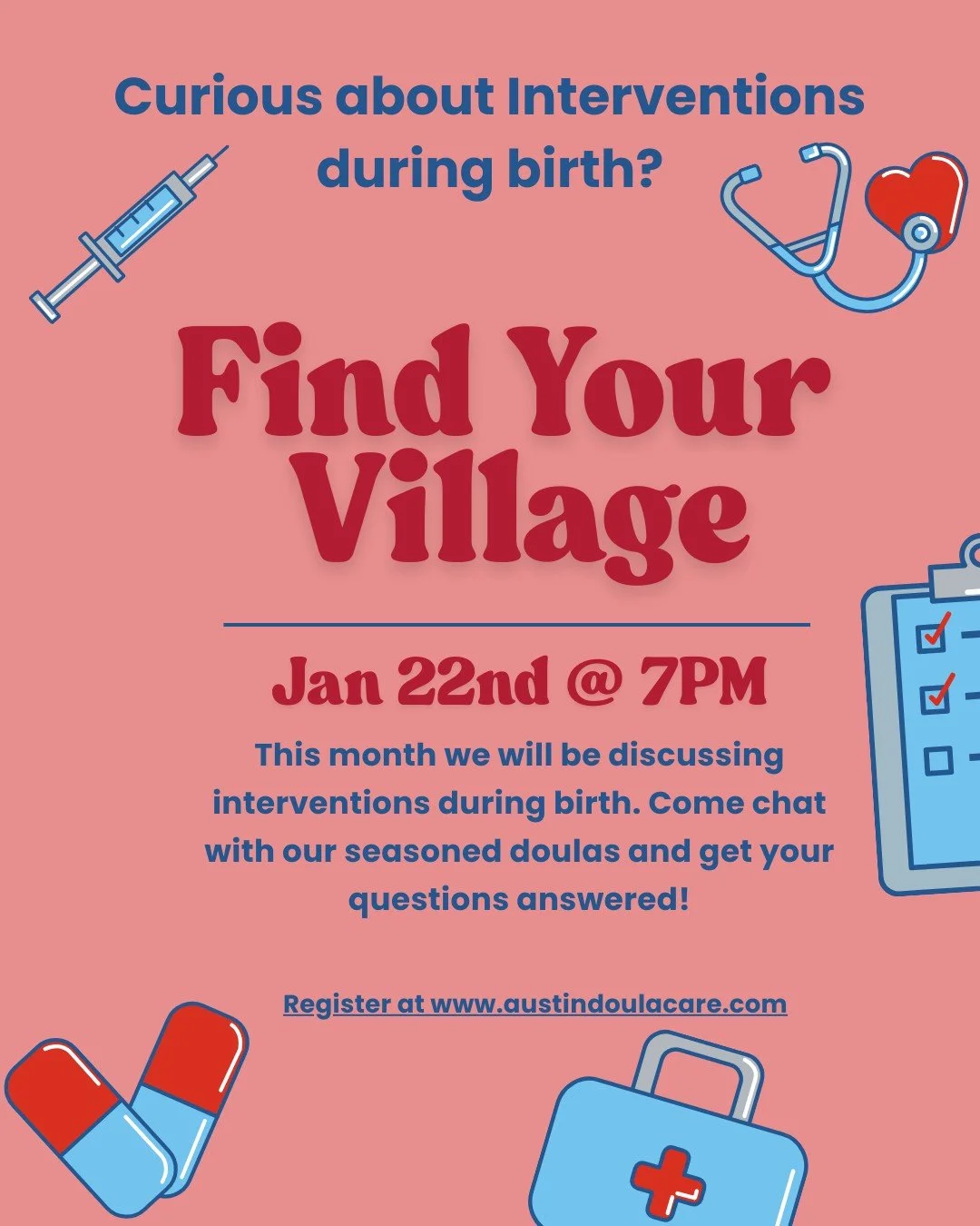 Find Your Village 🤍

Because Google is not a birth plan.

This month, we&rsquo;re bringing expecting couples together to connect, meet the doulas, and talk through one of the biggest (and most confusing) parts of birth: interventions.

We&rsquo;ll c