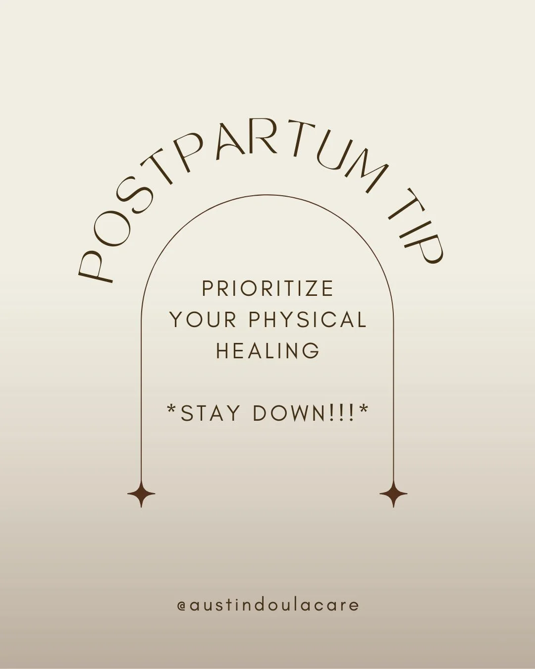 This month's postpartum tip is one we are all very passionate about. It's so normal to want to get up and go after you have a baby; we haven't been given great models of women giving birth and actually staying down, so why would we think we should do