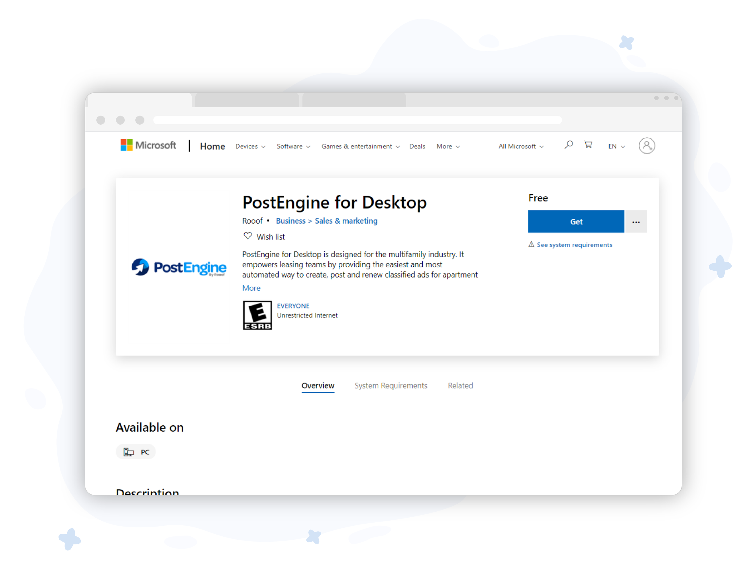  Download PostEngine software from the Microsoft Store. 