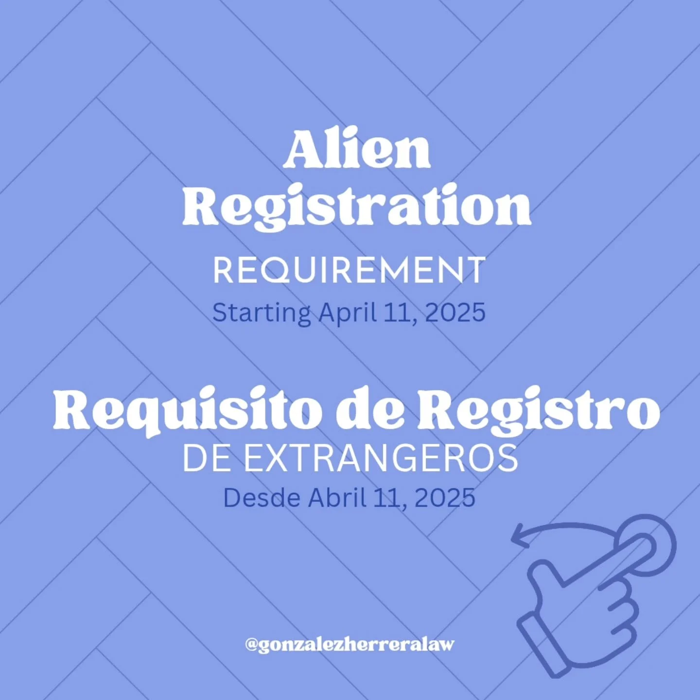 English:
Starting April 11, 2025, many immigrants will be required to register with USCIS under the new Alien  Registration Requirement.

But not everyone needs to register.

Swipe through to see if you're already compliant &mdash; and what steps to 