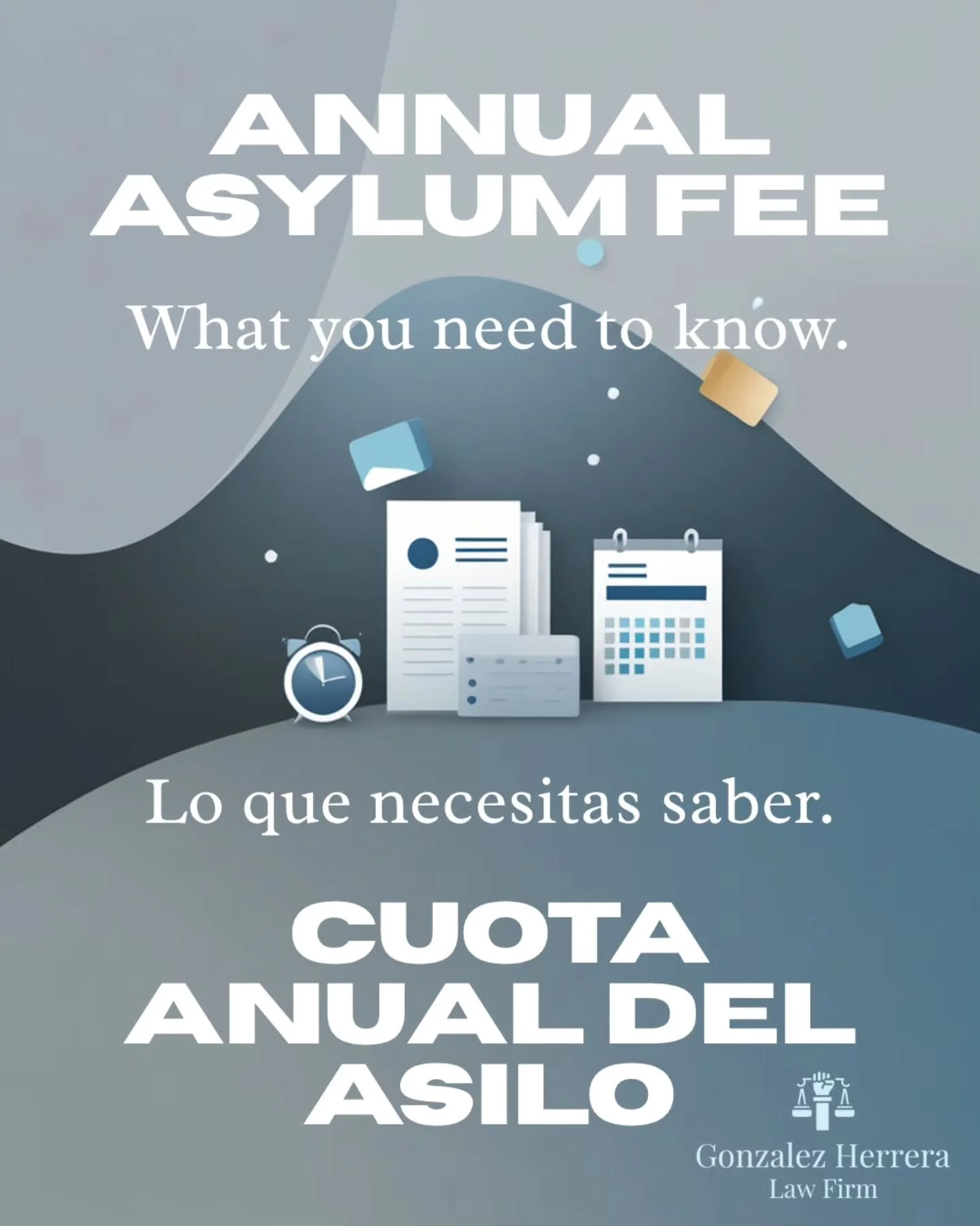 🛑 Nuevas tarifas para solicitantes de asilo en EE.UU.

💵 $100 al presentar tu solicitud (I-589)

🗓️ $100 cada a&ntilde;o que tu caso siga pendiente

👉 Aplica para casos con USCIS y con la Corte de Inmigraci&oacute;n (EOIR).

⚖️ Inf&oacute;rmate b