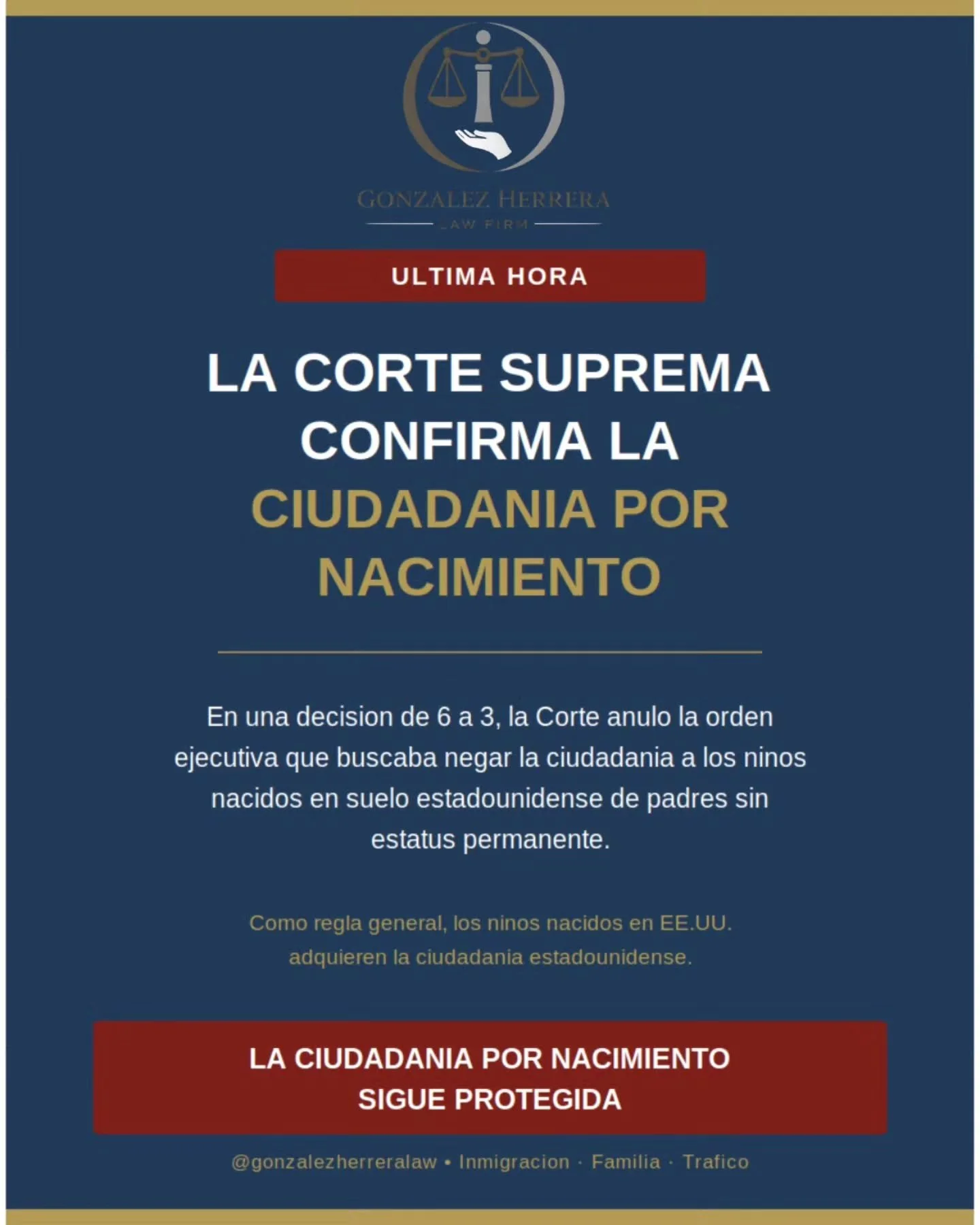 &iquest;Mis hijos o mis futuros hijos ya no van a ser ciudadanos?"

Esa fue la pregunta que m&aacute;s escuch&eacute; durante los &uacute;ltimos meses.

Hoy, la Corte Suprema reafirm&oacute; que la ciudadan&iacute;a por nacimiento sigue protegid