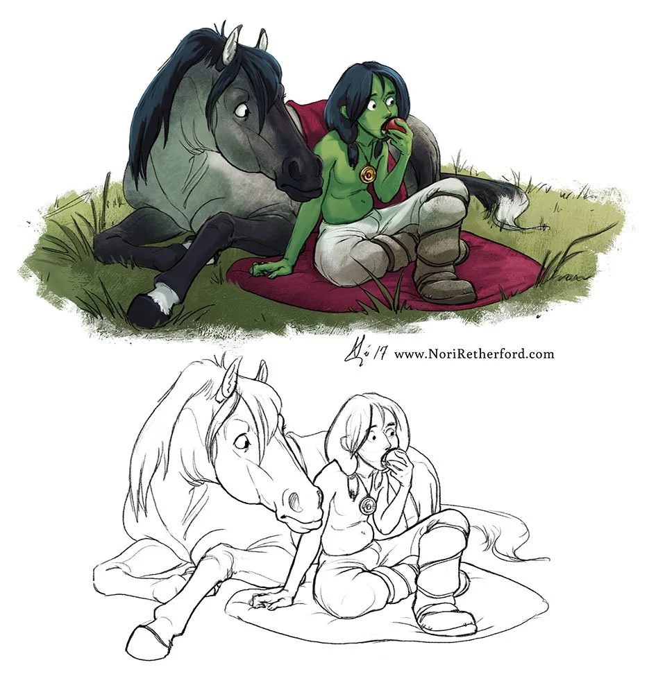Character Design - Atreyu and Artax (fan art)