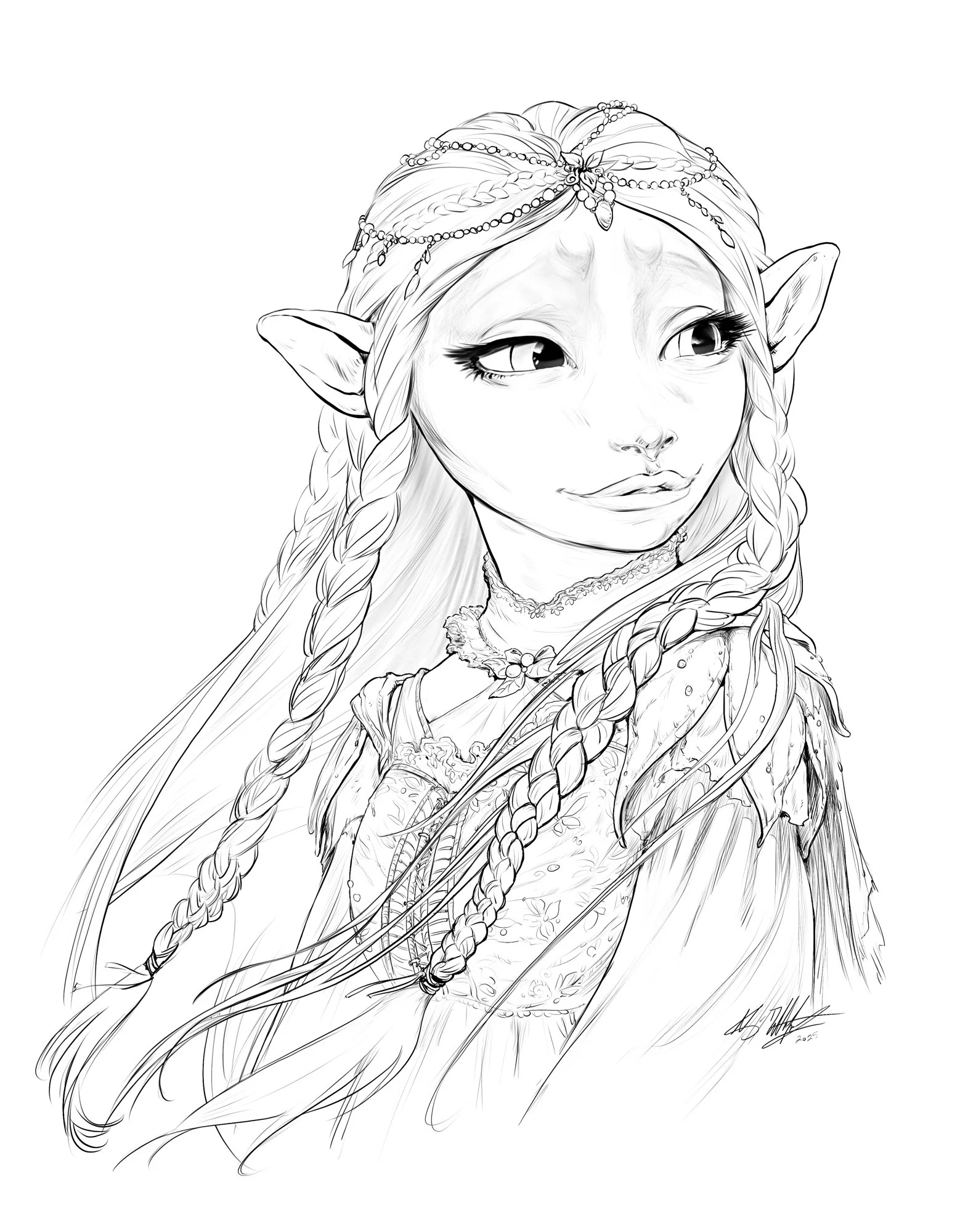 Dark Crystal Fan Art - Brea Portrait (final ink)