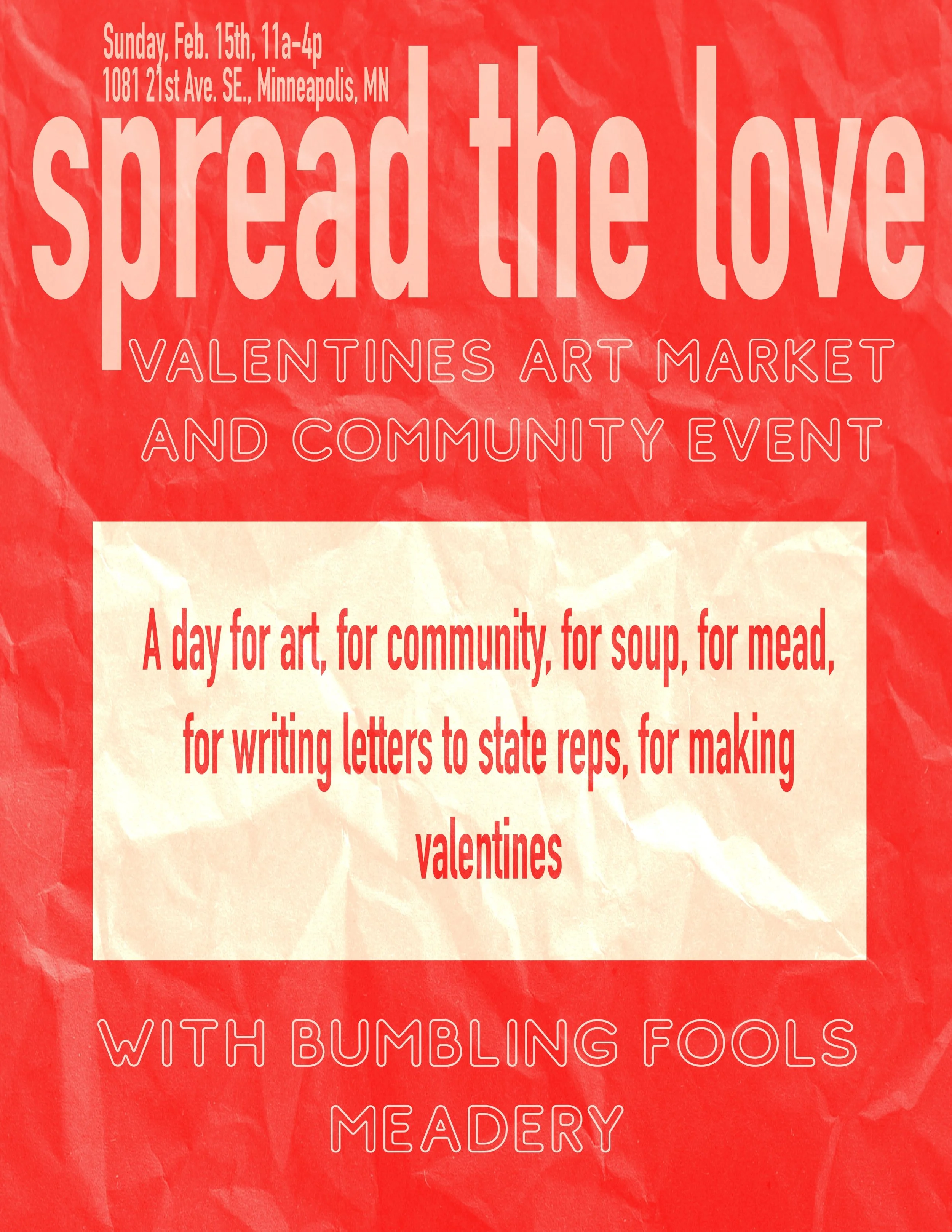 Spread the Love Valentines Art Market and Community Day