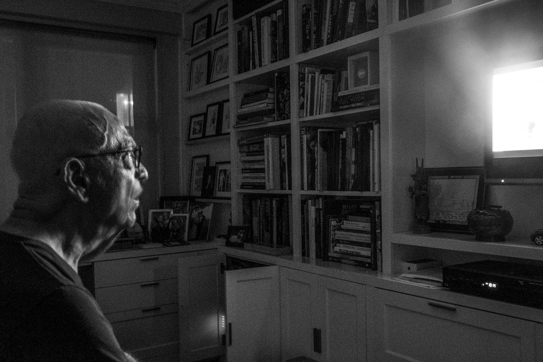 Most times, this is where Bob is when he’s home: in the dark, staring at the tv.