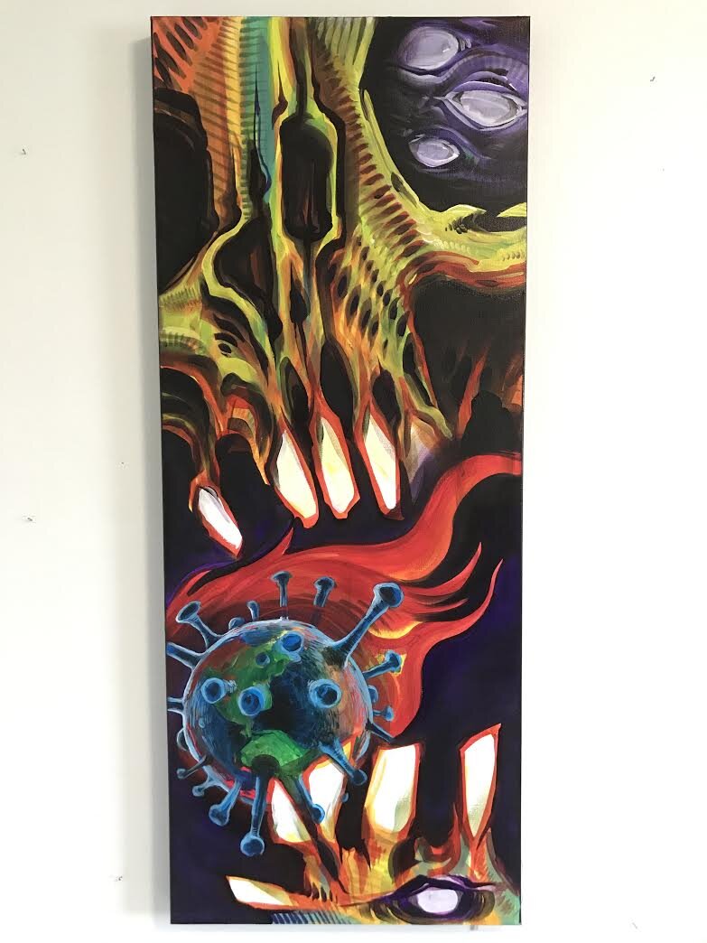  Dom Cioffi- WATCHING IT BURN  16x40  Acrylic  $400  martinisixsixsix@yahoo.com  