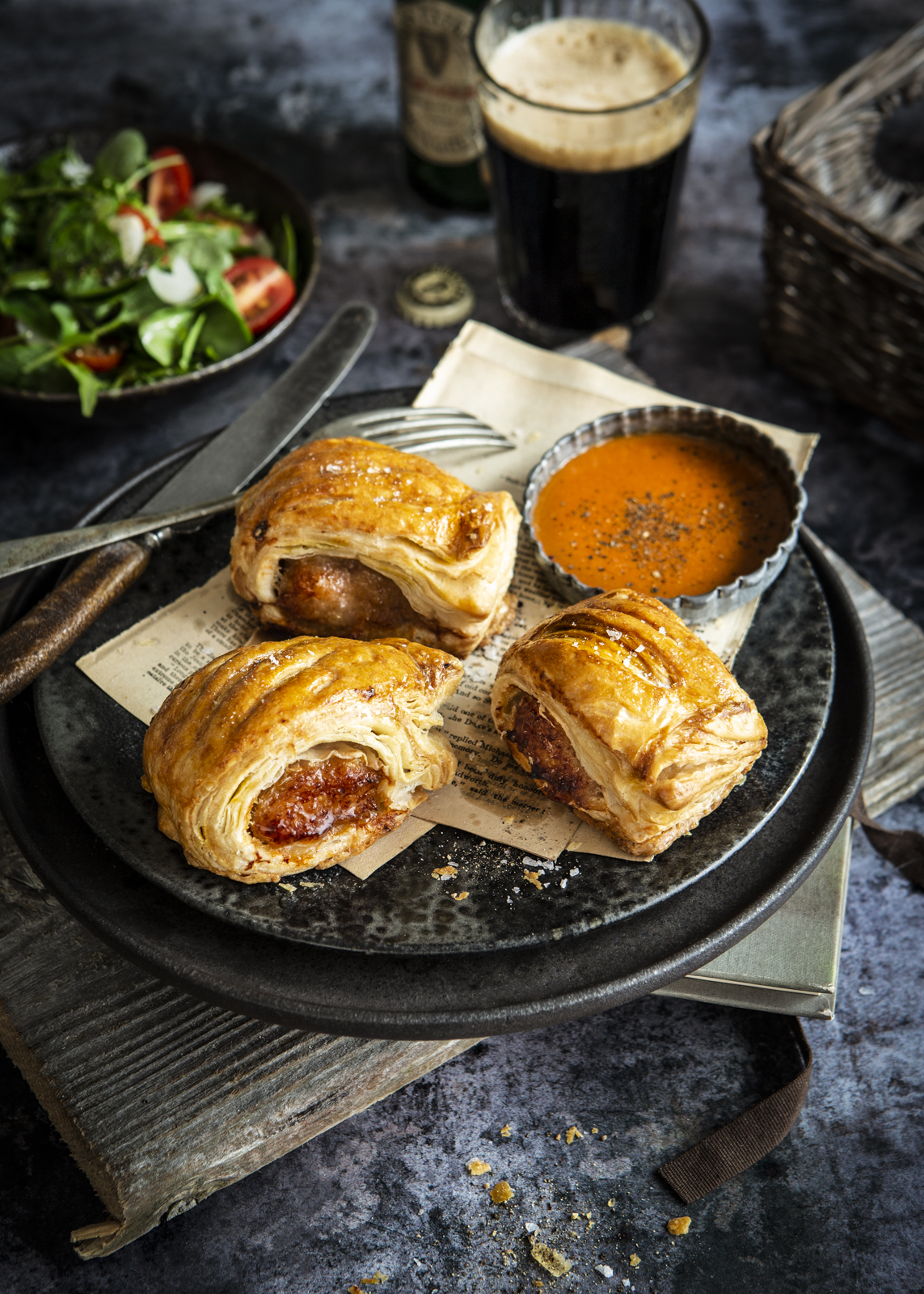 Sausage rolls on a plate