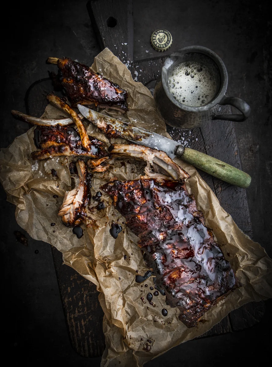 Barbecue ribs on a table