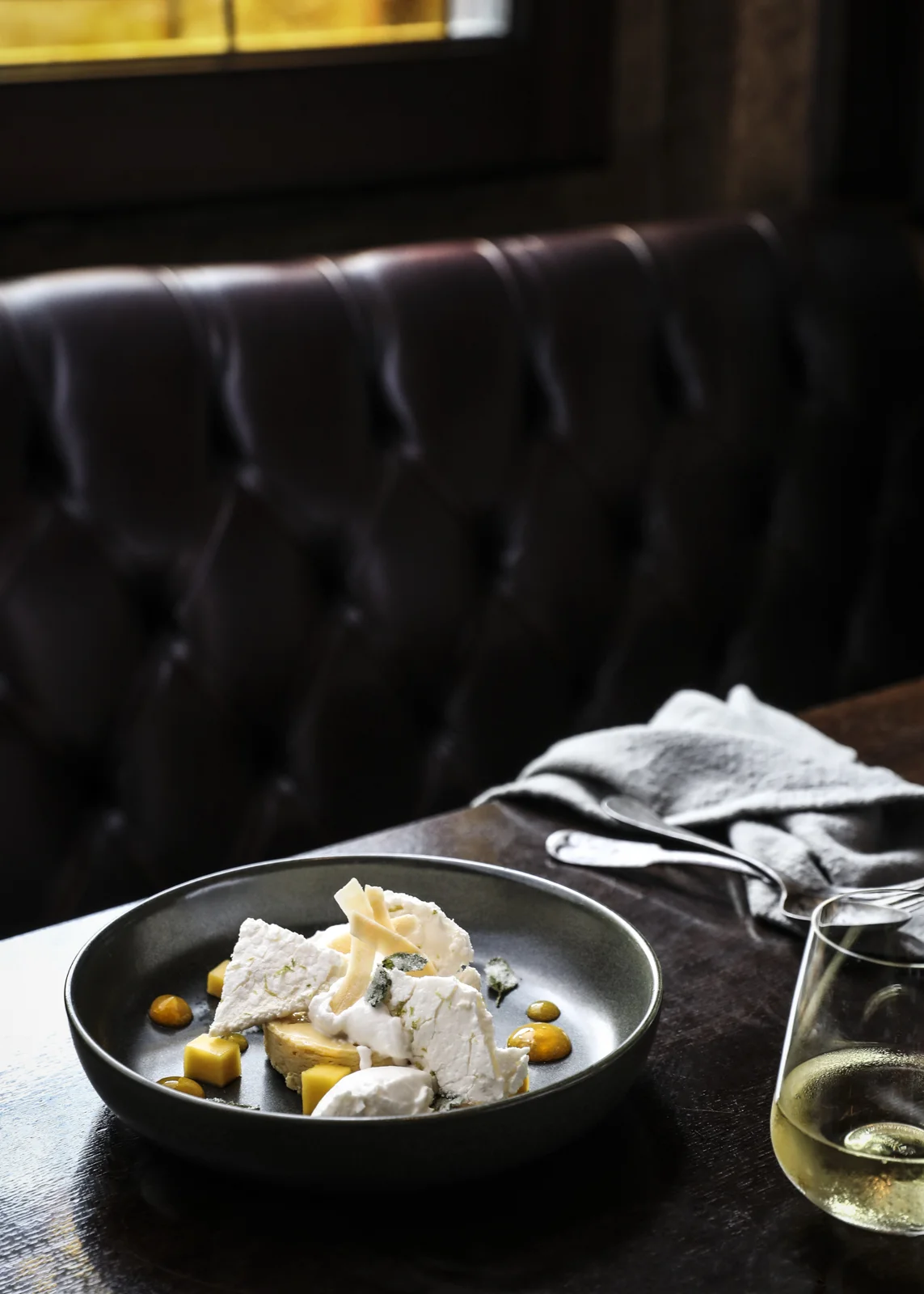 Bowl of dessert on a table