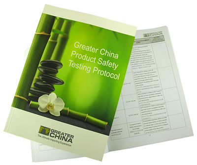 Greater China Product Safety Testing Booklet: Greater China is committed to product safety! In addition to developing testing protocols for every order we take and hosting periodic vendor training seminars, we have created our own Product Safety Booklet. These booklets are distributed to our core and non core vendors as a guideline to follow when working with Greater China. The information includes common product protocols and material from our vendor training seminars. As regulations change and evolve we will update this guide periodically for vendor use. A few of the many areas are as follows: