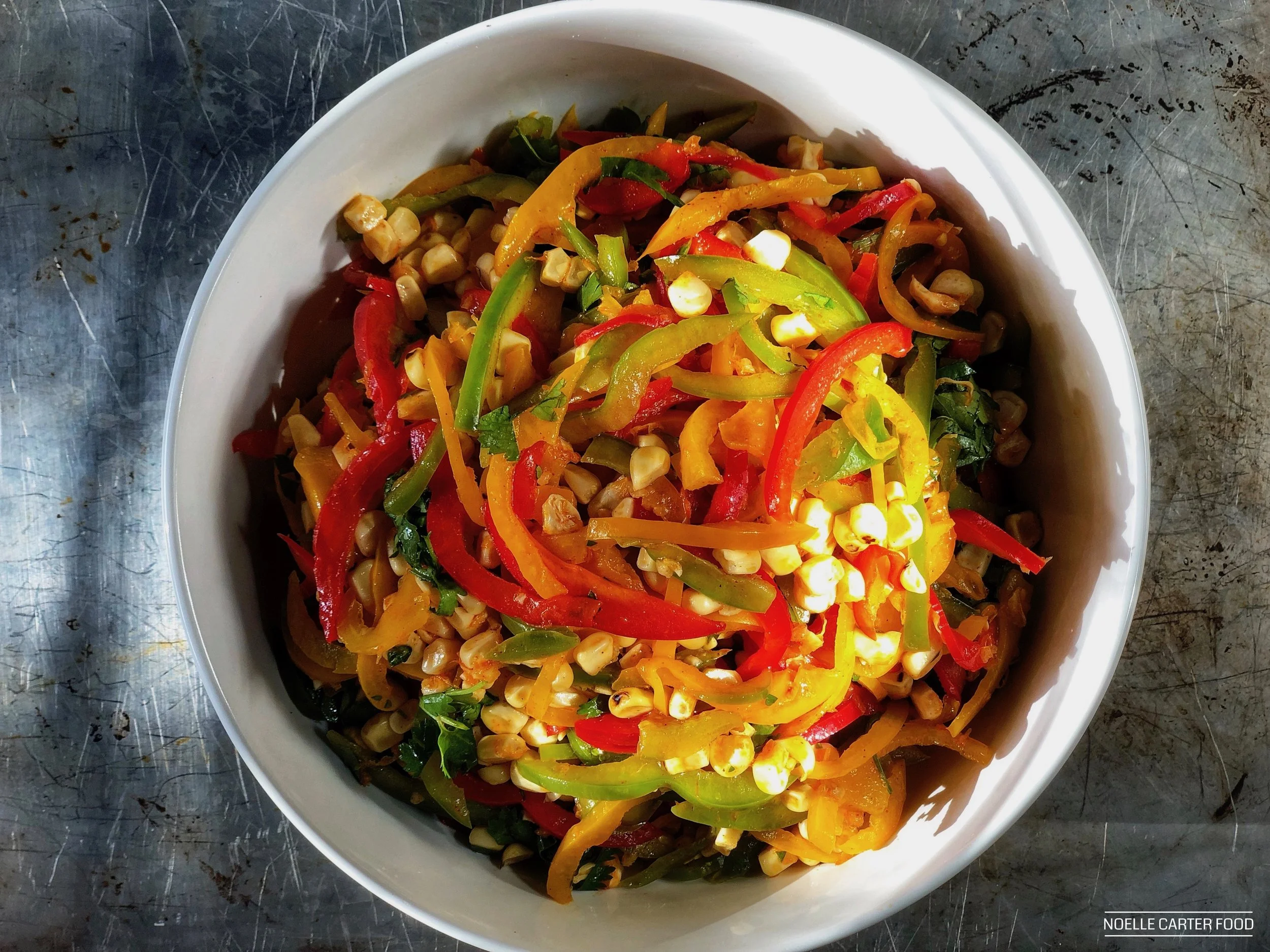 Bell pepper and corn slaw. (Noelle Carter)