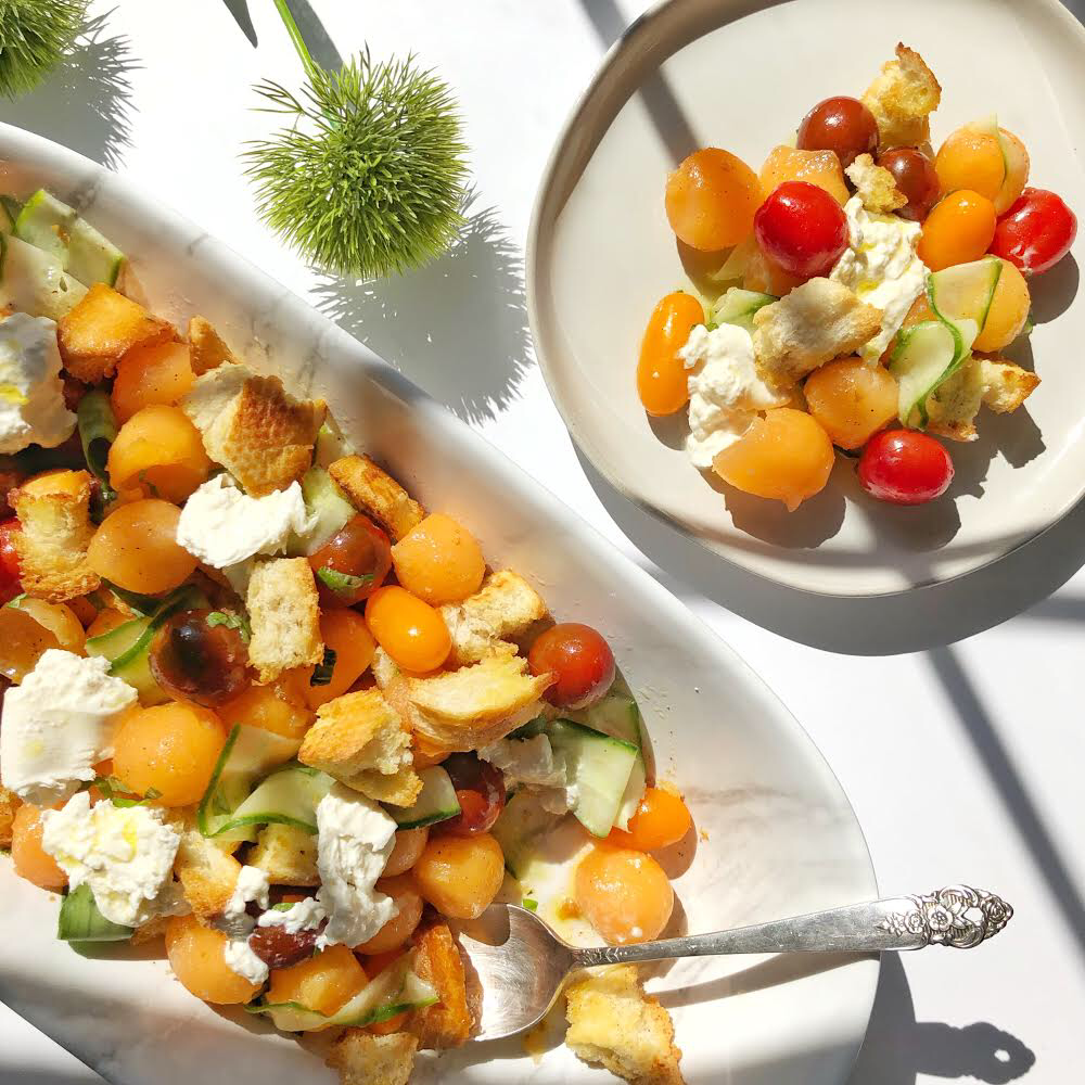 Melon, tomato and burrata salad. (Dylan Simmons)