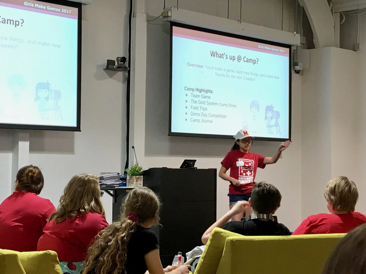 Camp Coordinator Jennifer in action at the Mountain View camp held at Google HQ