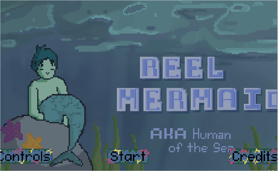  Reel Mermaid is a topdown fishing simulator/adventure game. You play as Kephos, or “Larry”.&nbsp; His home, the ocean, is getting polluted making it hard to live. For revenge, (and for money), he starts fishing the humans. He uses the “HumanDex” fil