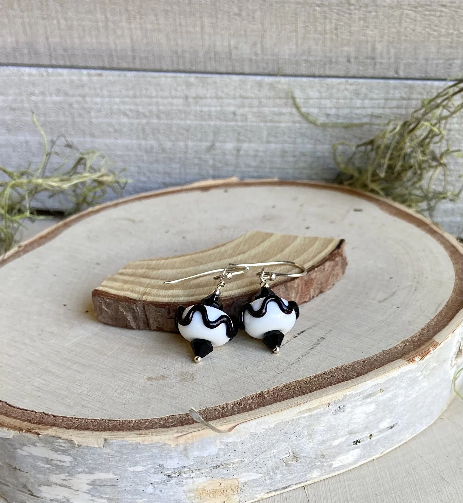 Black and White Swirl Earrings