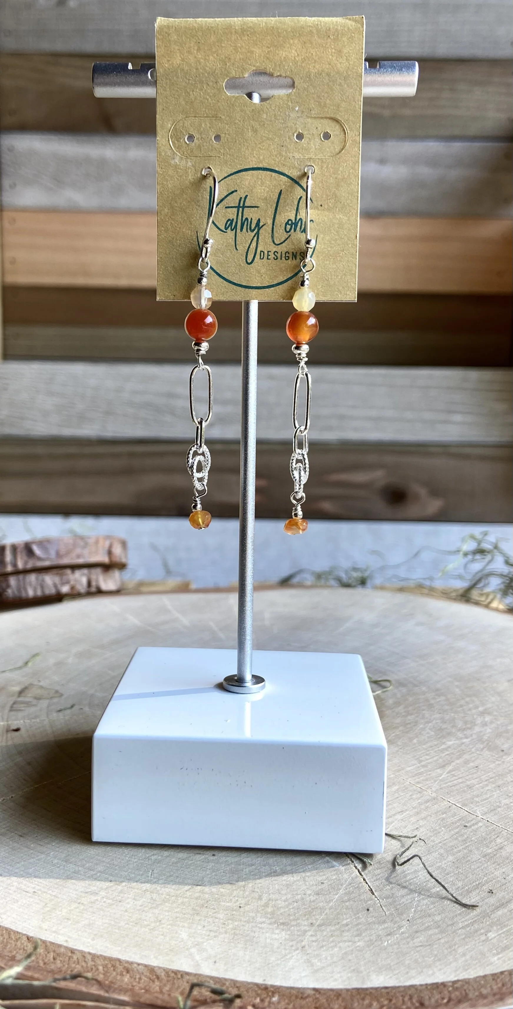 Carnelian Silver Sun Earrings