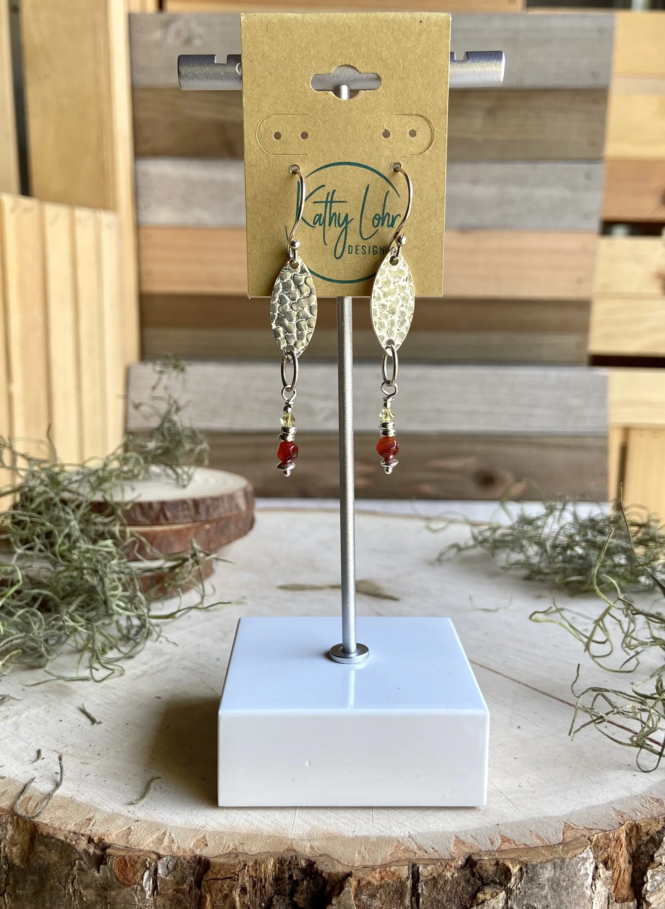 Carnelian and Sterling Silver Dangle Earrings