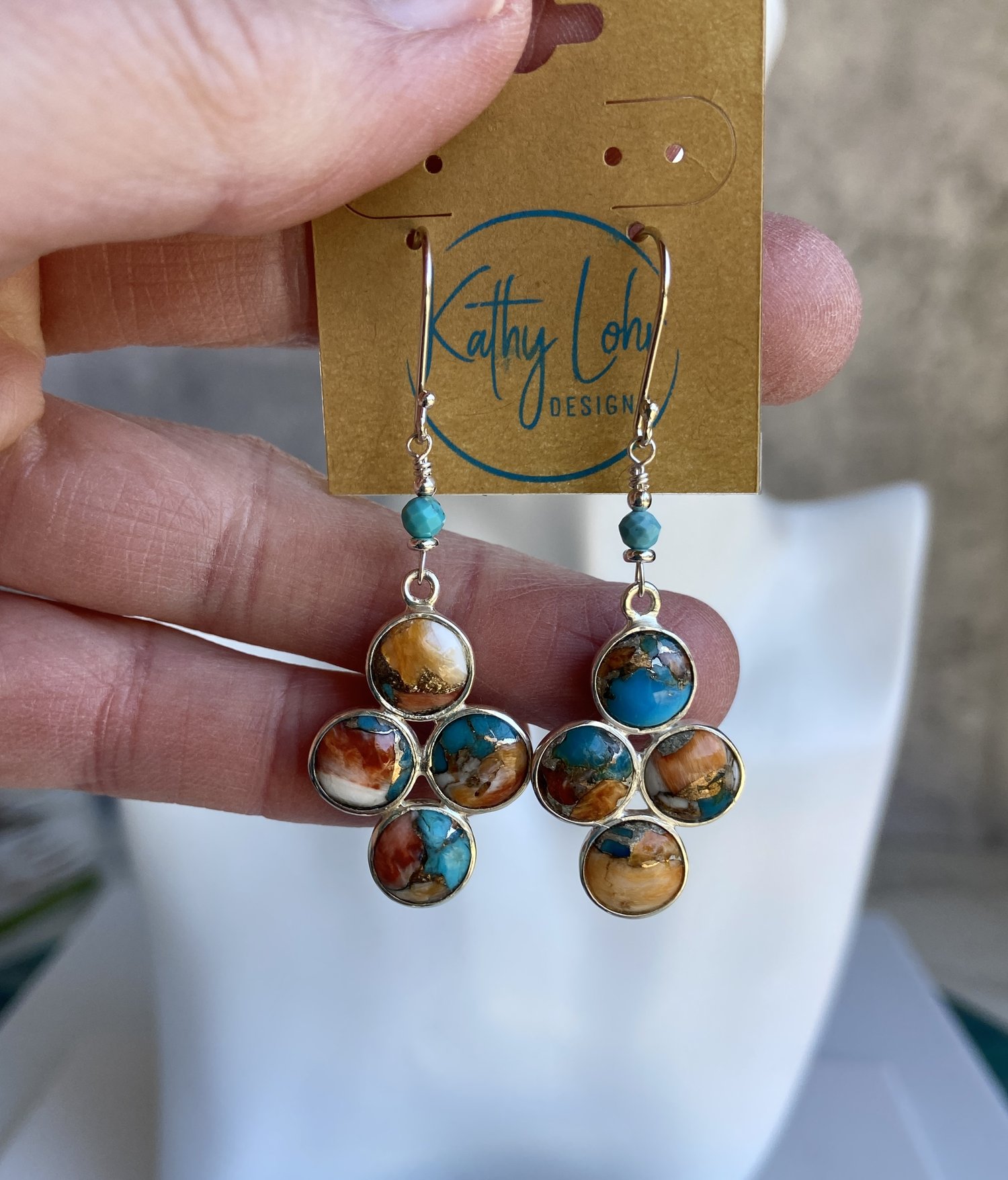 Turquoise and Spiny Gemstone Lux Earrings - Sterling Silver — Kathy Lohr  Designs