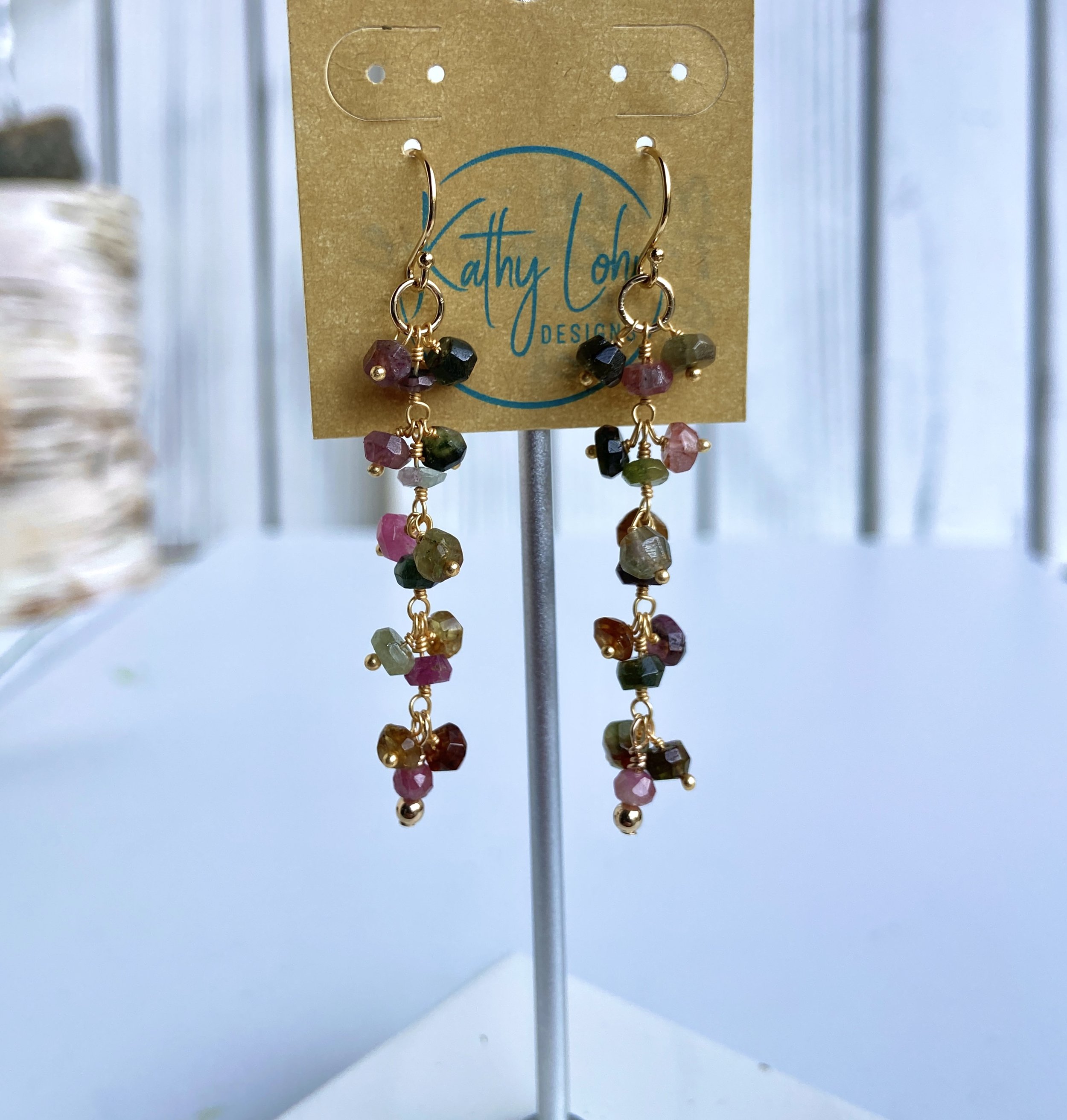 Tourmaline Waterfall Earrings - Gold Filled