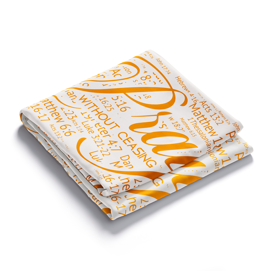 Pray Without Ceasing Prayer Scarf- White/Gold