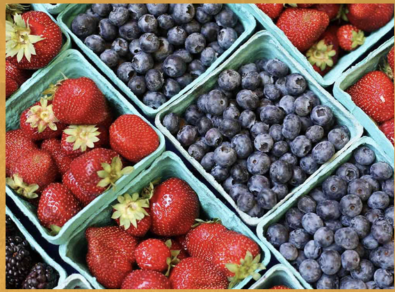 Strawberries and blueberries from Migliorelli Farm