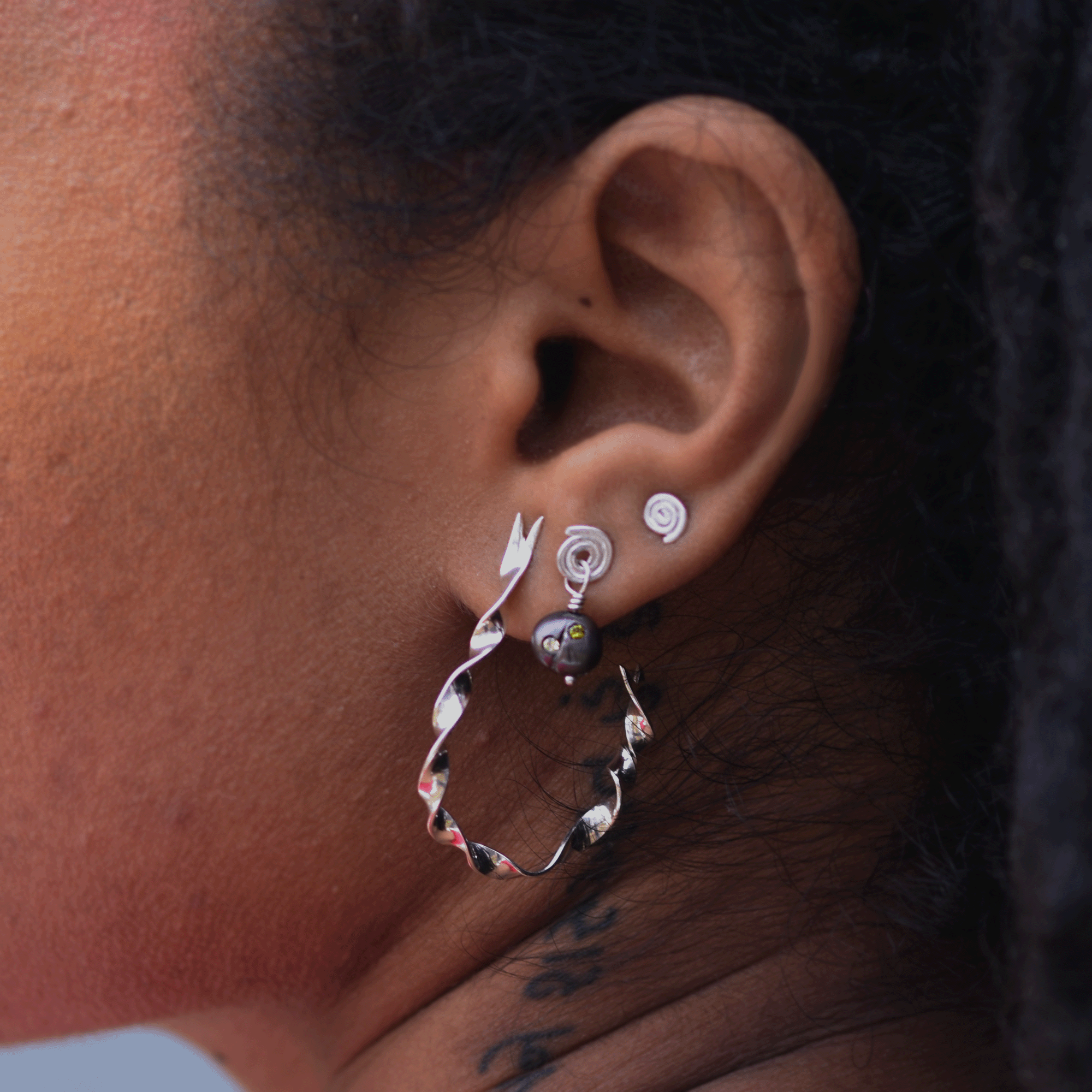 Twisted Ribbon Half Hoops (Medium)