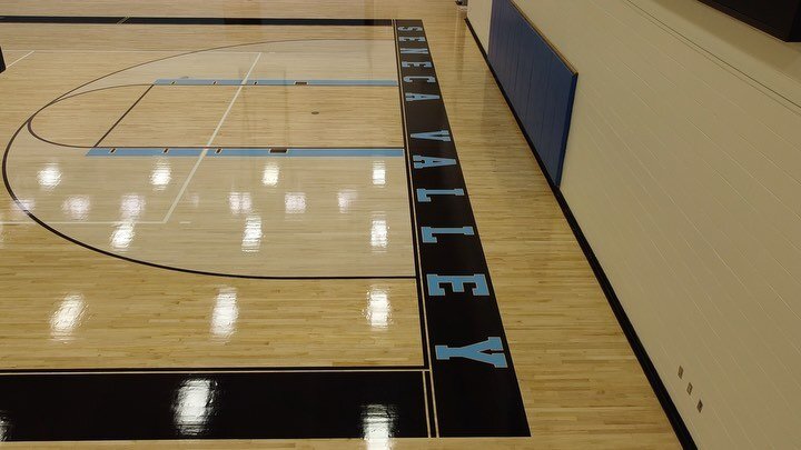 Drone shots of Seneca Valley high school gym floor 
#senecavalley #gymfloor #gymnasium #basketballcourt #volleyballcourt