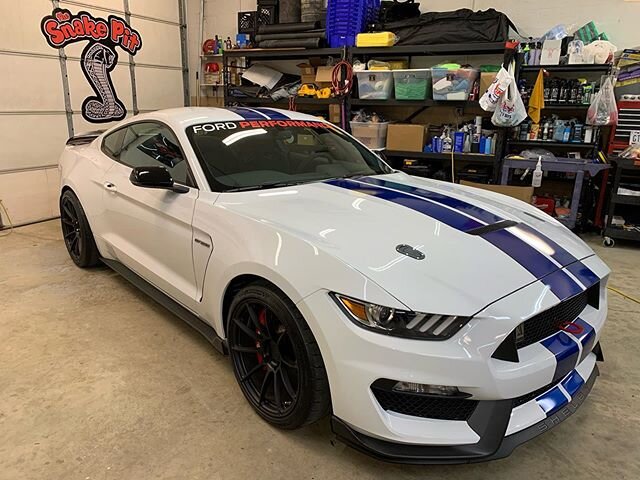 Mark Shocks 2018 GT350 in for Aerocatch hood latches and Ford Performance front tow hook. Looks good Mark! #thesnakepit #tspspeedshop