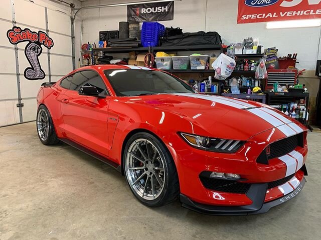 Bobby Ramser&rsquo;s 2017 Shelby GT350 at TSP for new Signature SV303&rsquo;s w/Toyo R888r&rsquo;s 305/325. Custom powder coated calipers/rotors by Dan Watts at Four Forty Powder Coating, BMR Suspension, resonator delete, PPF/tint by Block-A-Chip las