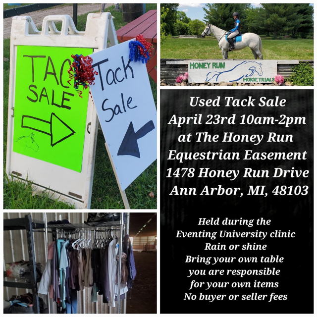 Used Tack Sale at Honey Run April 23rd