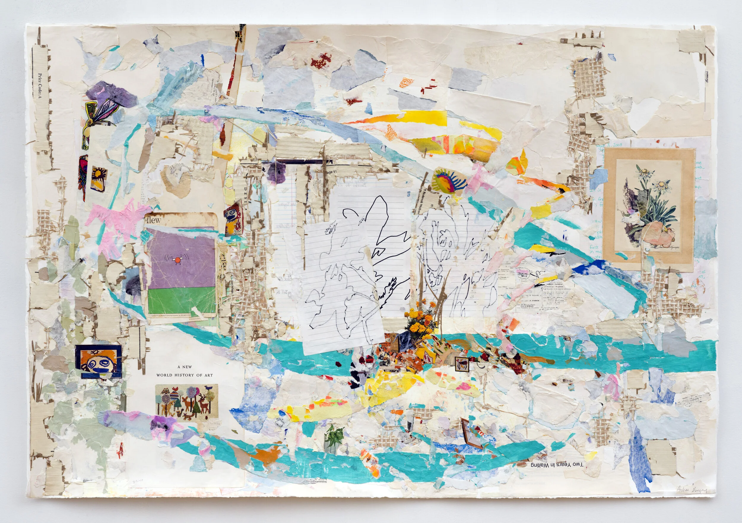 What Is Real? ,  2020, Acrylic painted paper, magazine and book images, wallpaper samples, 30 x 44”