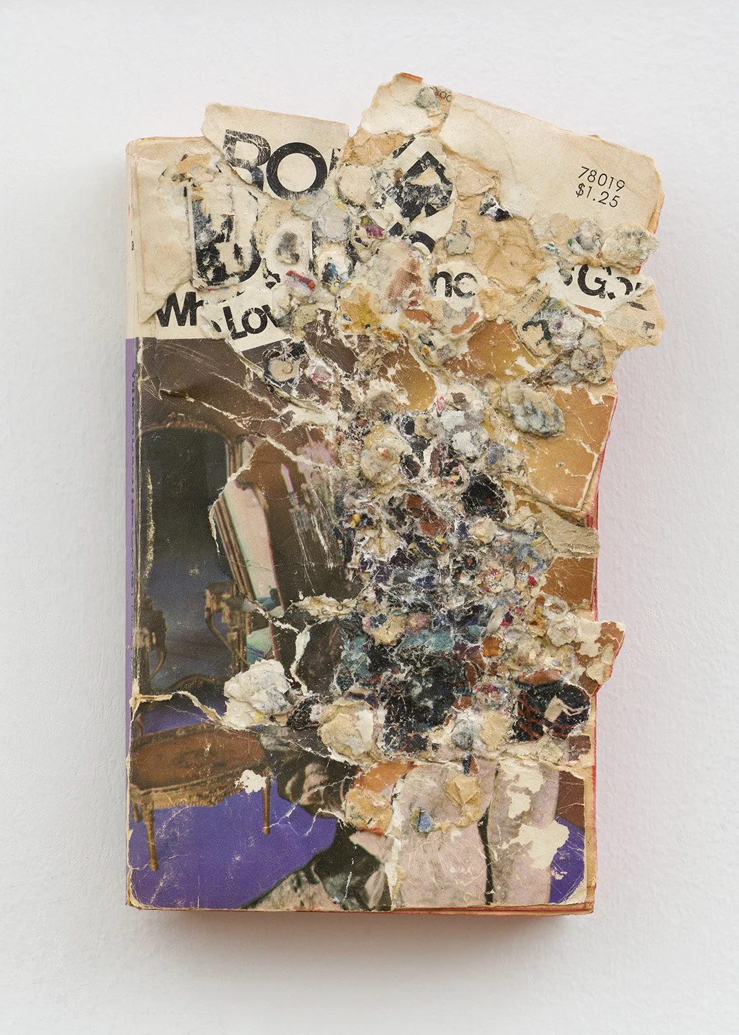 Where Love Has Gone , 2021, Collage/decollage on paperback book, 7.5 x 5 x 2"