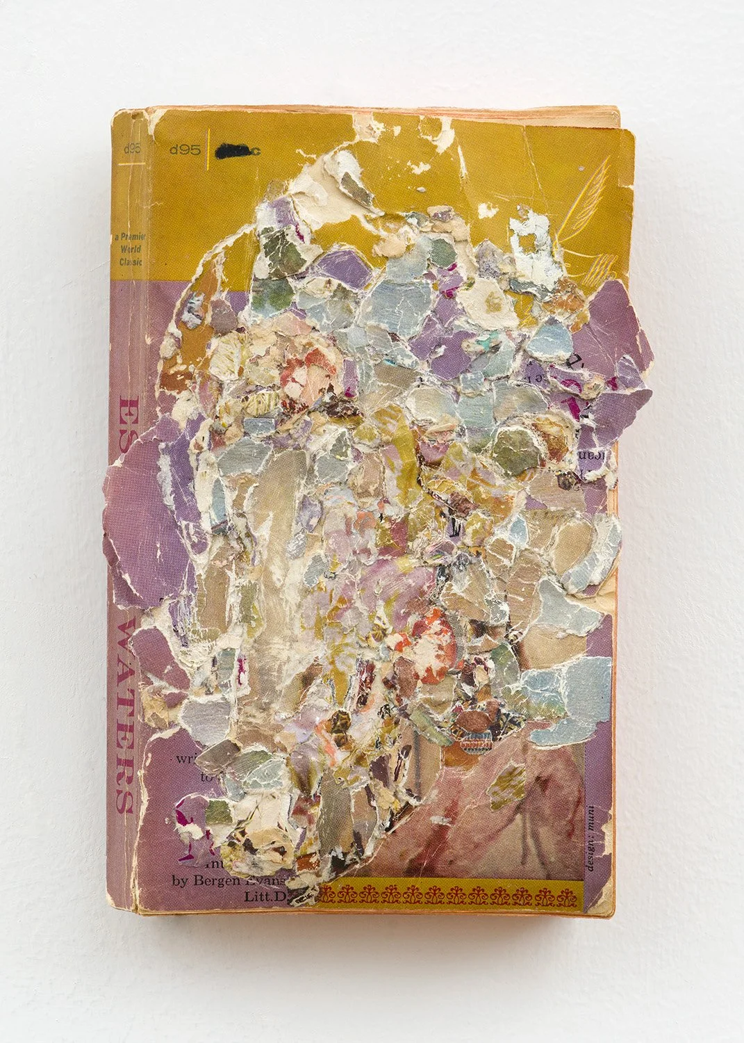 Mirror/Water , 2021, Collage/decollage on paperback book from Portland, OR, 7.25 x 5 x 1”