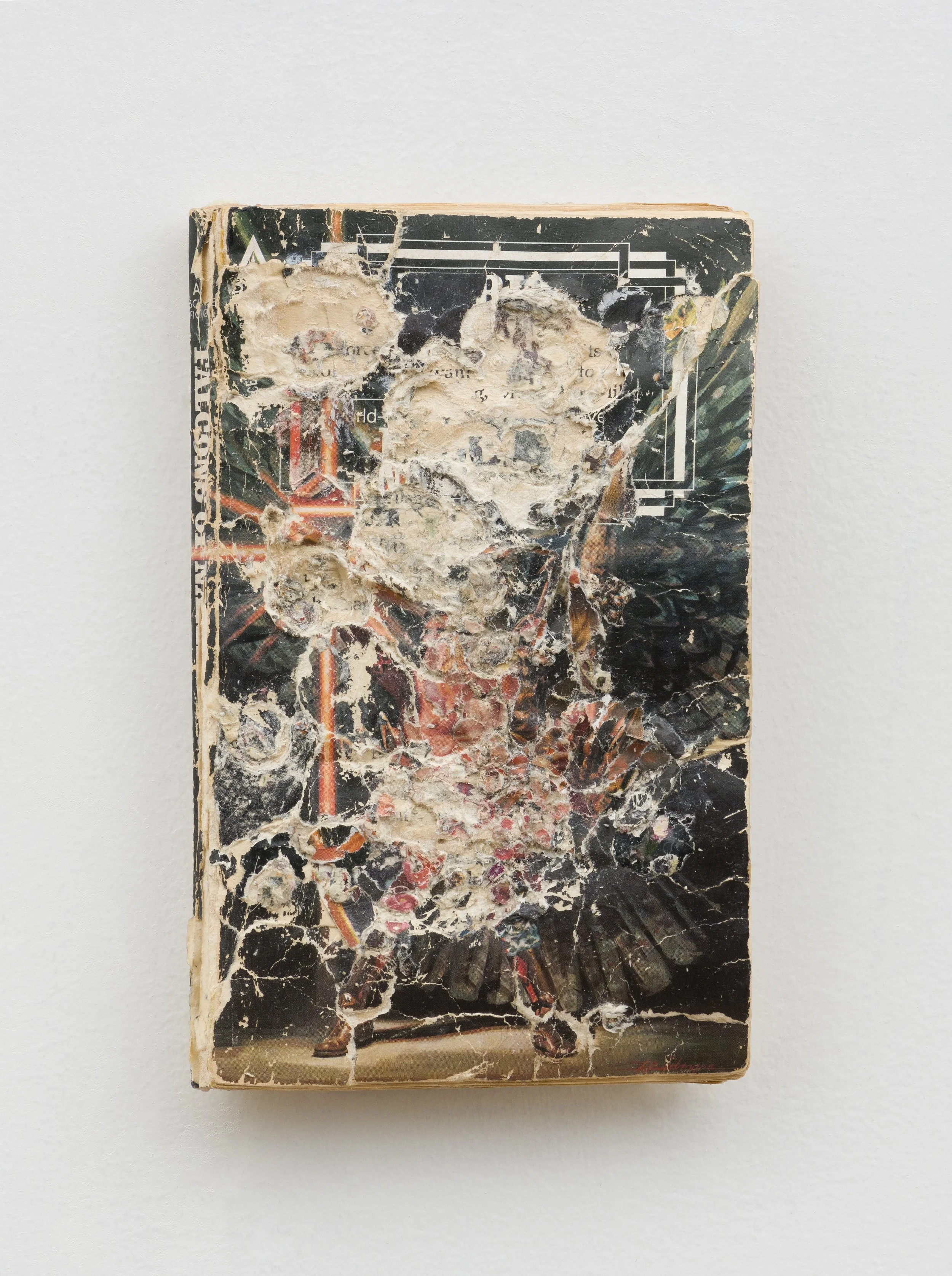 Falcons , 2024, Collage/decollage on paperback book, 7 x 4.5 x .75"