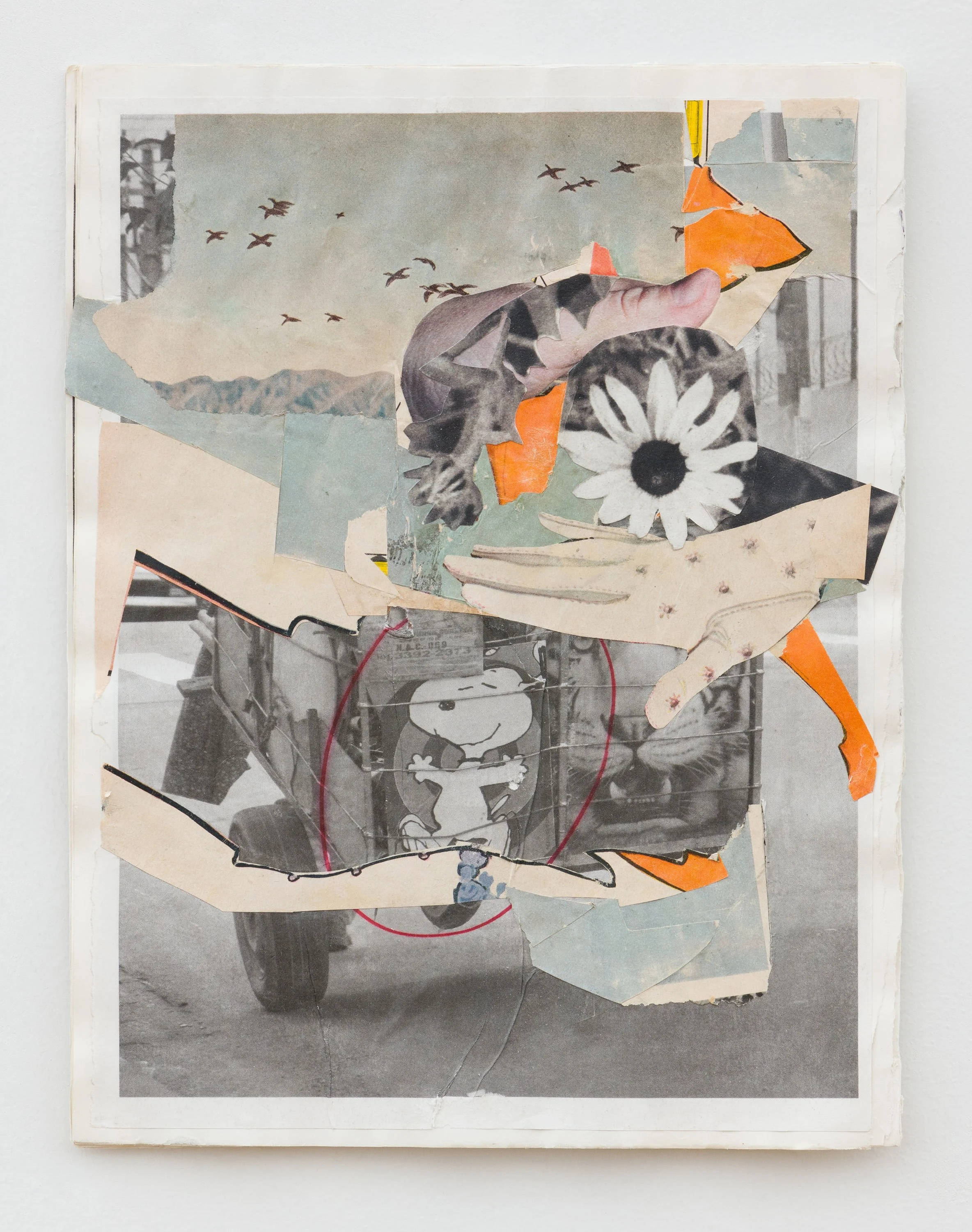 Snoopy , Collage on book pages, 2018-2021, 11 x 8.5”