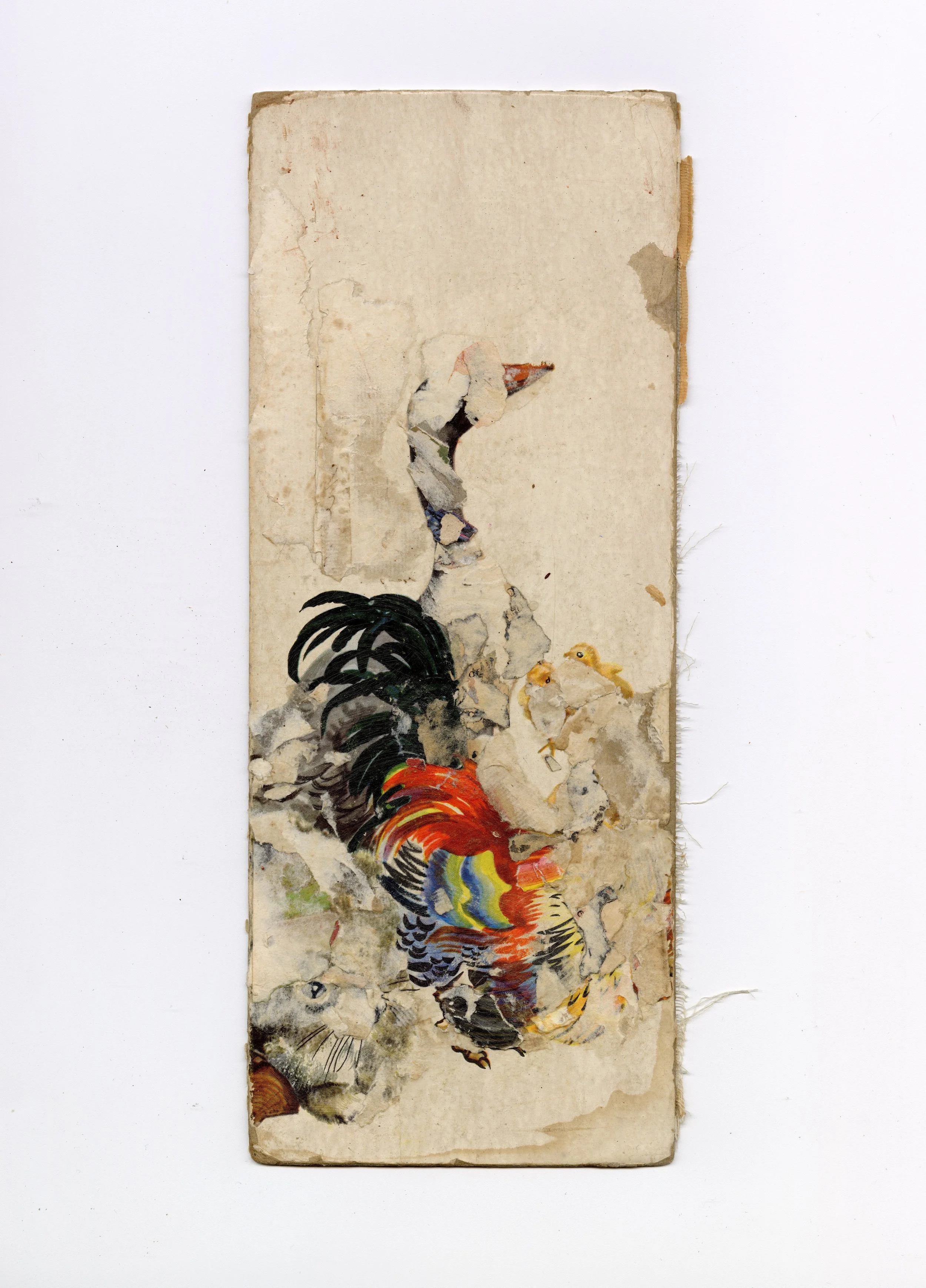 The Tall Book 2 , 2025, Collage/decollage on book board, 12.25 x 5”