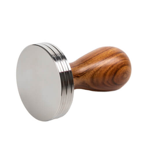 L-BEANS Stainless Steel Coffee Tamper with Wooden Handle 58 mm 