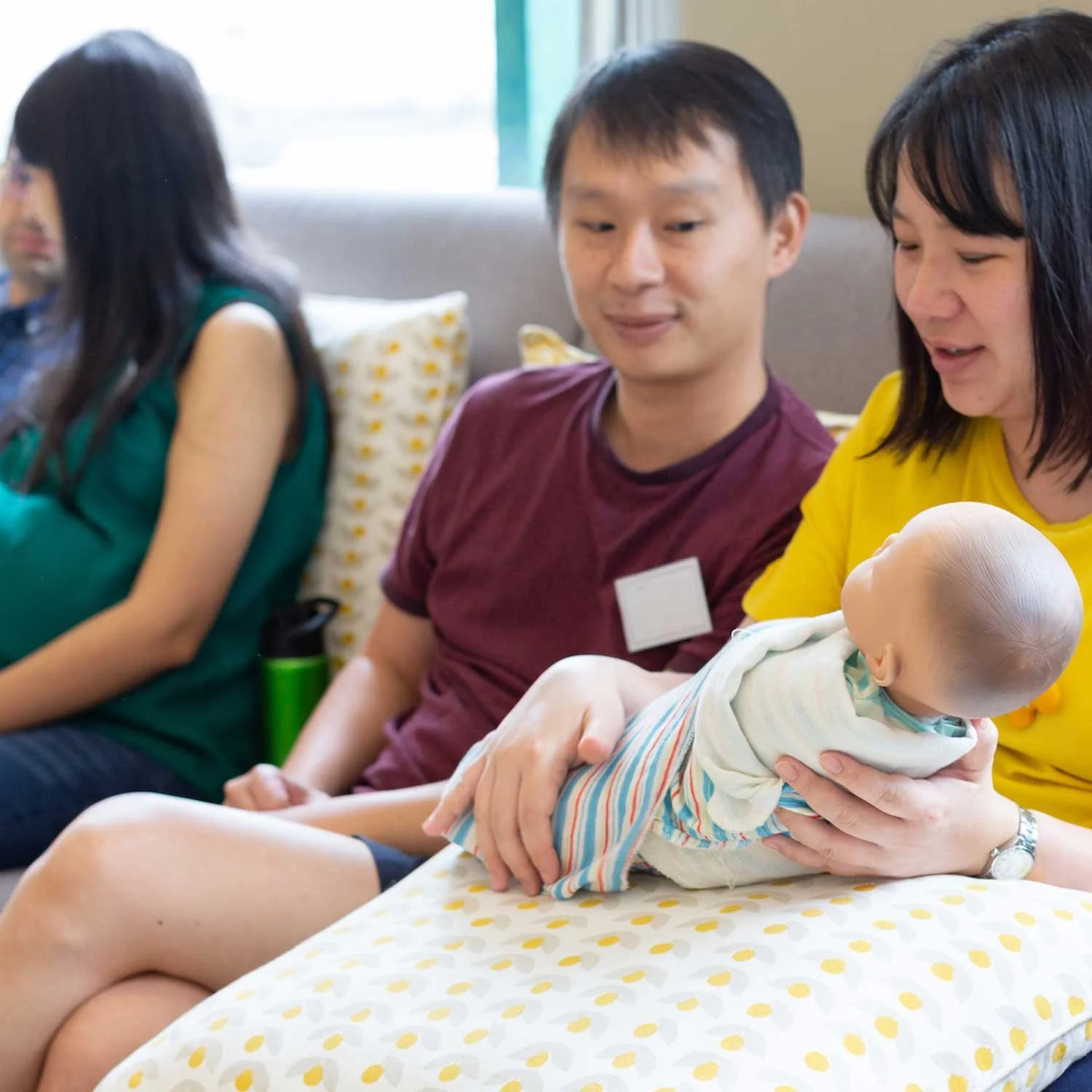 Pregnant woman attending refresher childbirth preparation class in Singapore