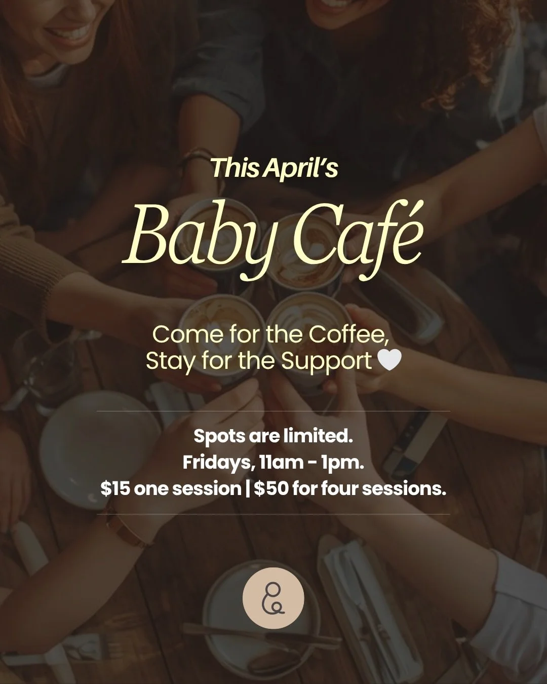 This coming April at the Baby Caf&eacute; ☕🤍

A space to land, connect, and be held in your postpartum journey.

📆 Every Friday, 11AM &ndash; 1PM
📍 Tanglin Mall

Please note:
We&rsquo;ll be closed on 3rd April due to Good Friday.

All other sessio