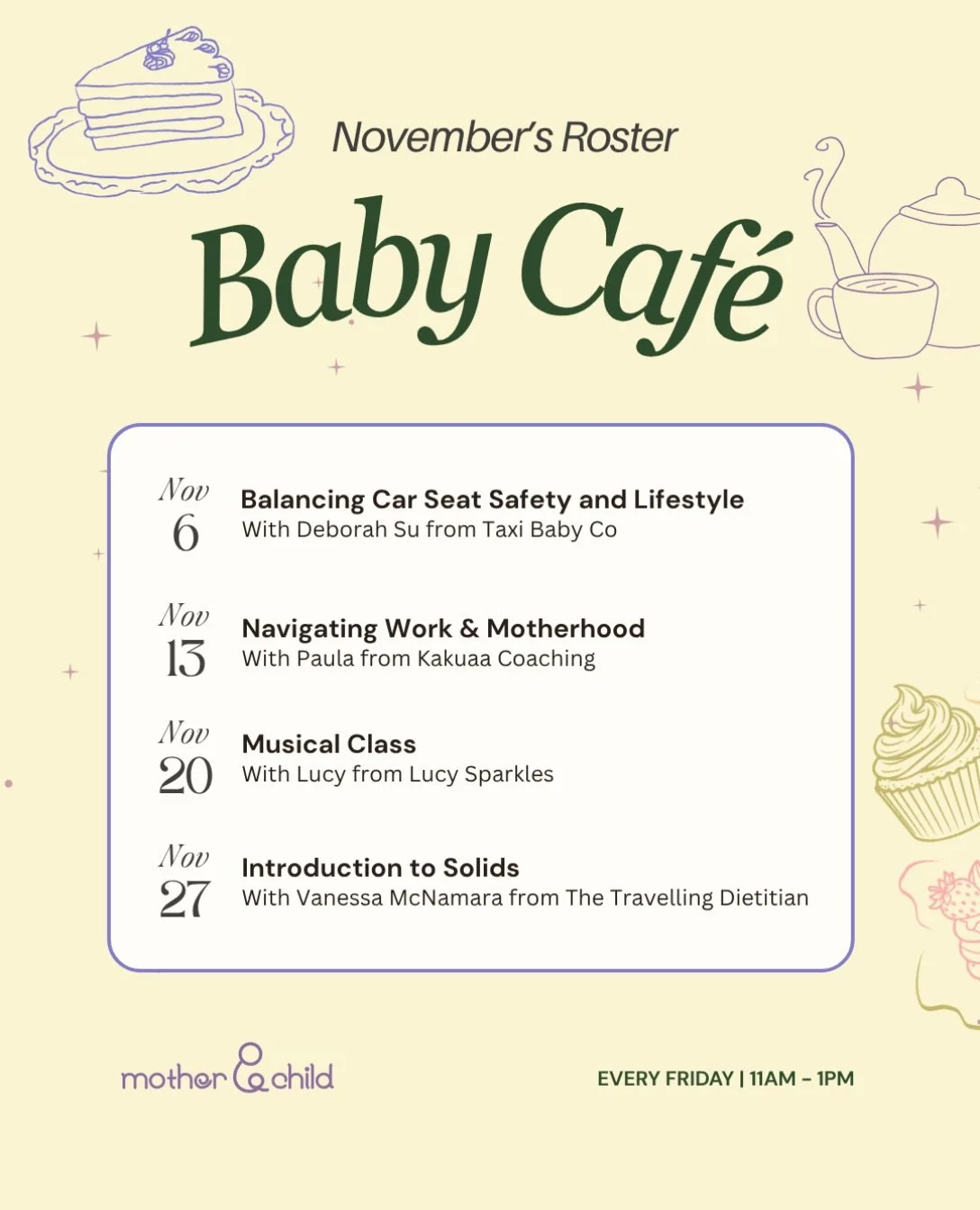 A little coffee, a little playtime, and a whole lot of mum-to-mum connection. ☕️🤍

Baby Caf&eacute; is back for November! Bring your little one along for a relaxed morning of baby play, friendly chats and a chance to connect with other mums who are 
