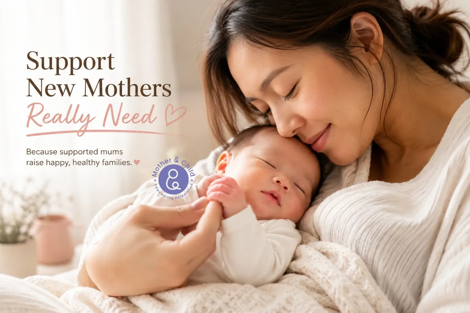 A new mother embracing her newborn, highlighting the importance of emotional support, postpartum care, and maternal mental wellbeing.