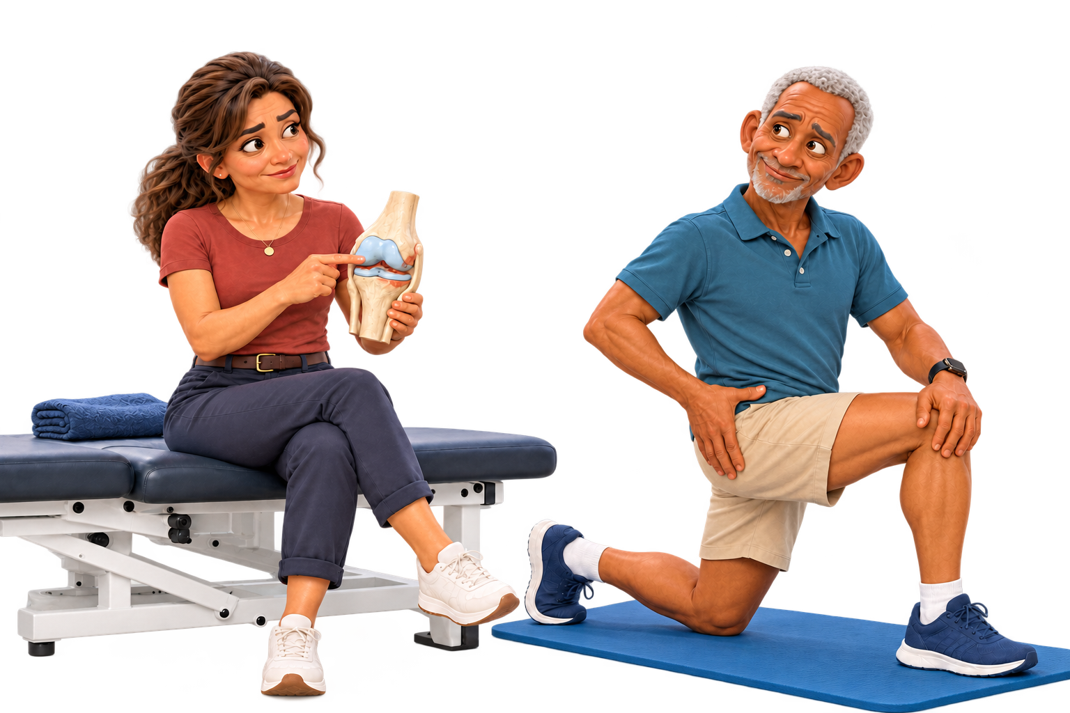 Two people considering what joint wear and tear means for their symptoms and function