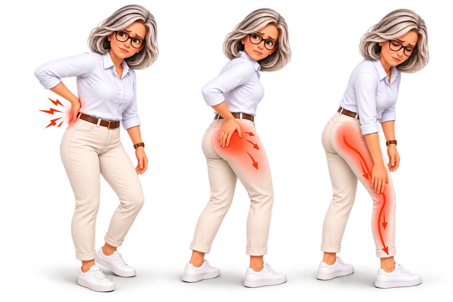 Examples of lower back, buttock, hip and leg pain