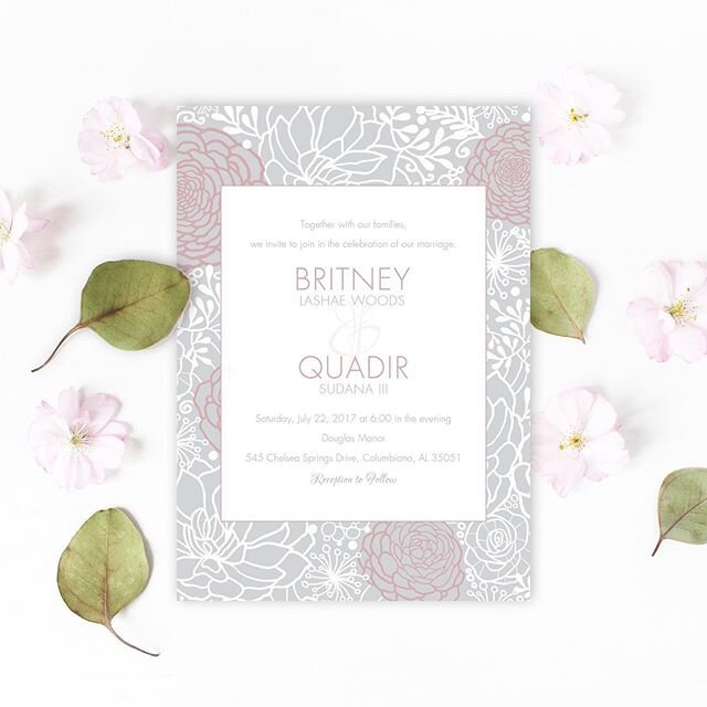 pink + grey wedding invitations for Britney and Quadir 💕 one of the few times I got to use this color combo!